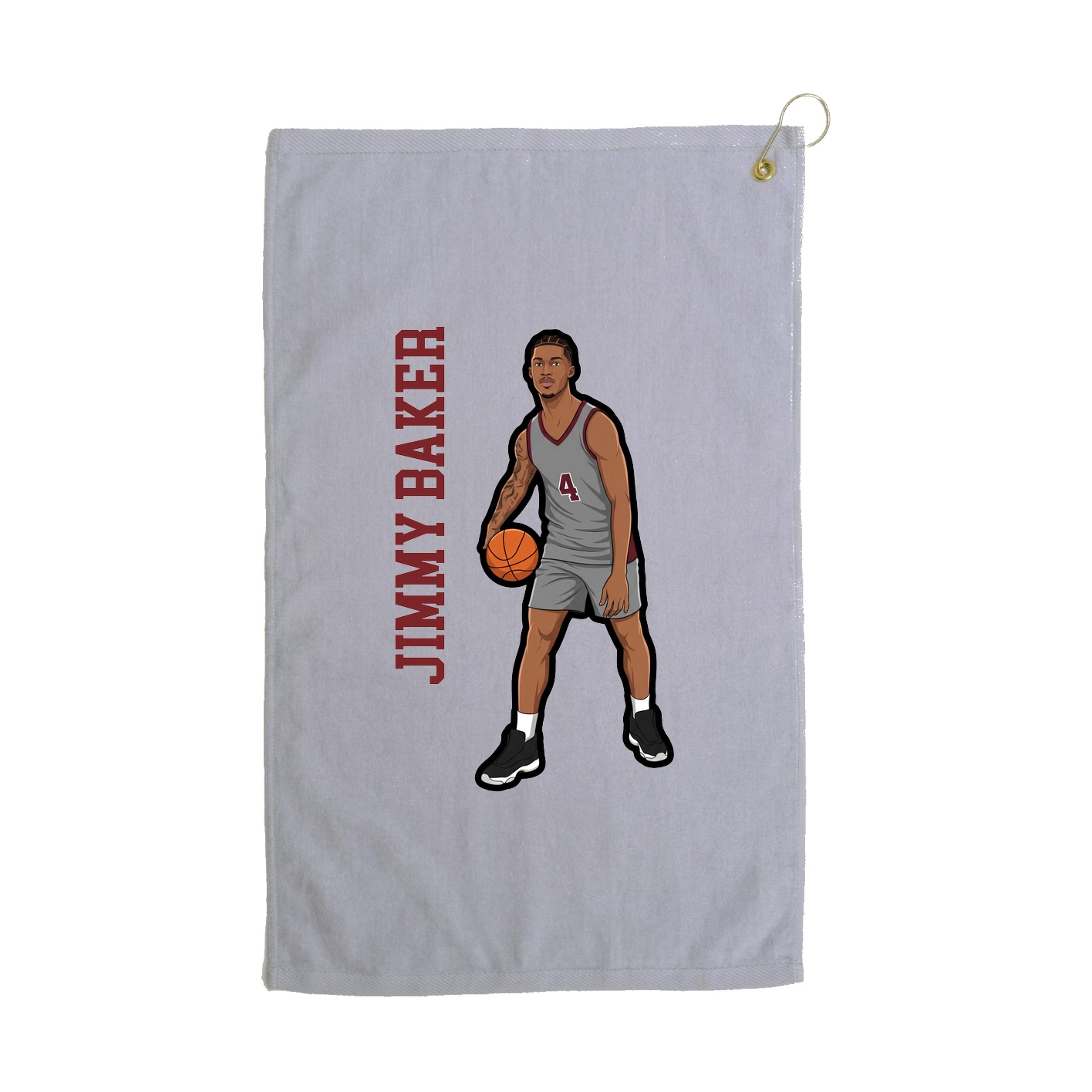 Golf Towel — Name Vertical in Grey