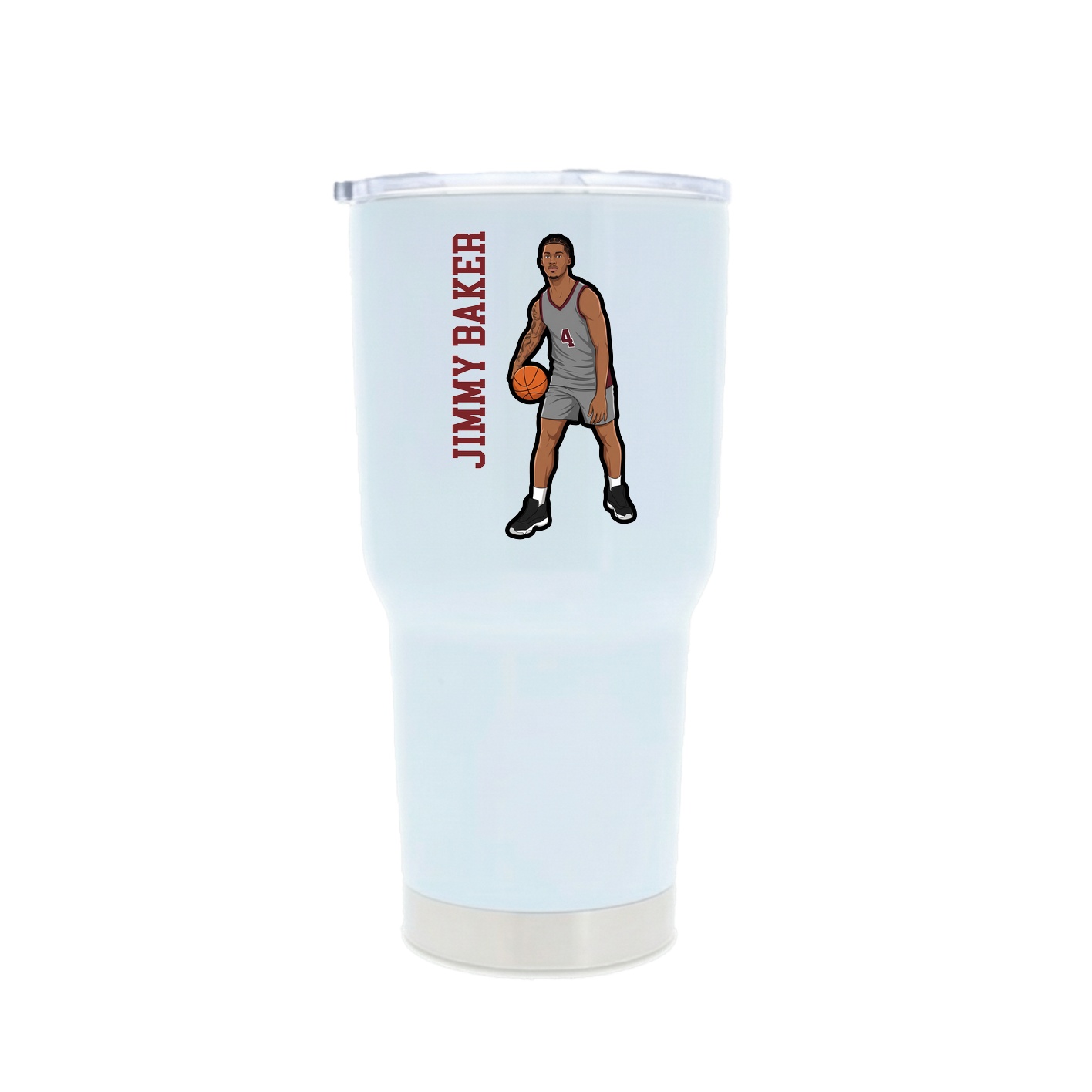 30oz Stainless Steel Tumbler — Name Vertical in White