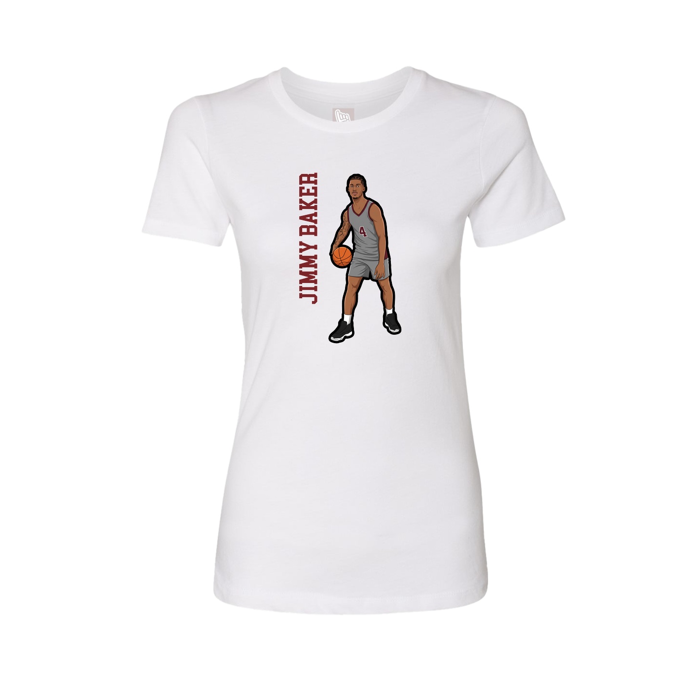 Womens Tee — Name Vertical in White