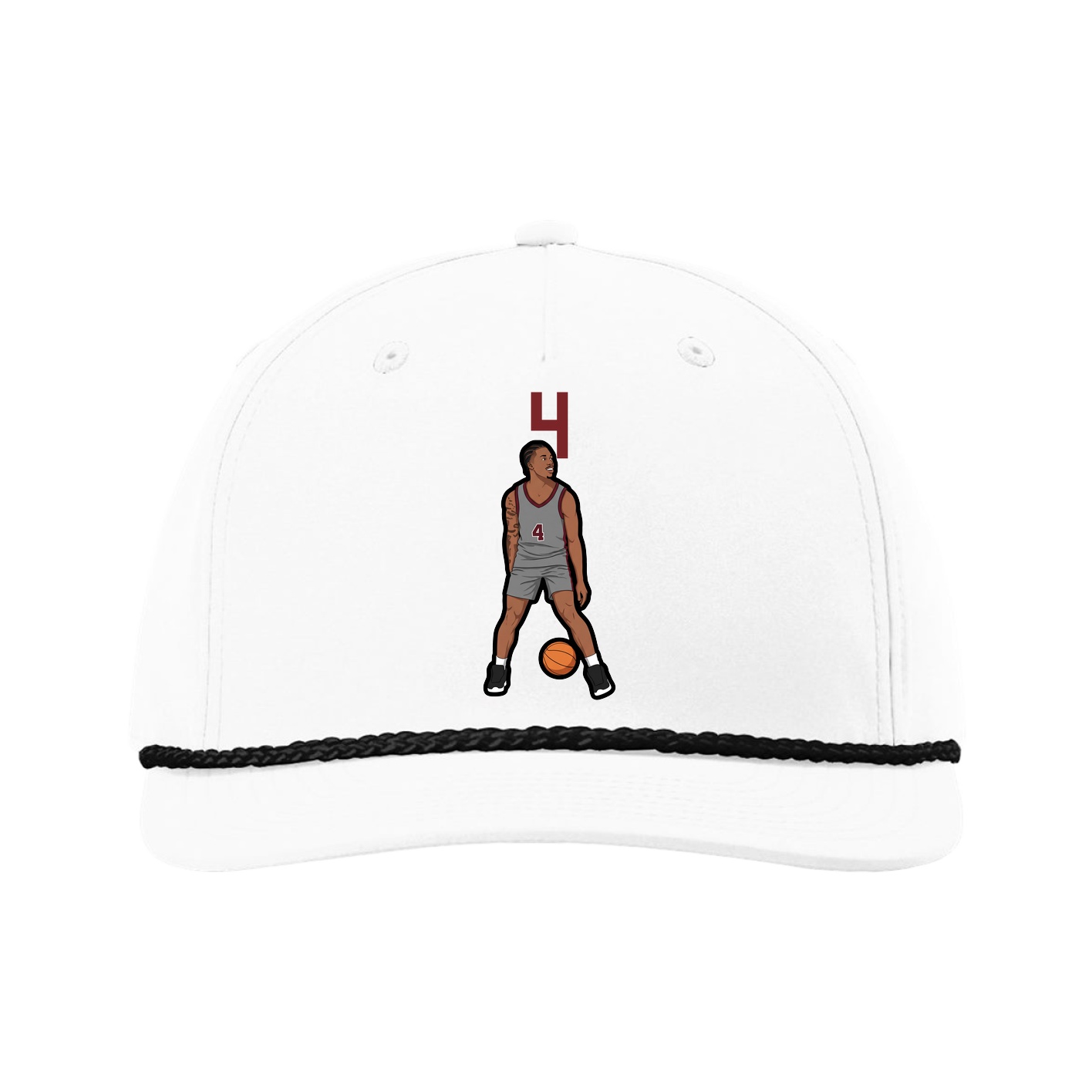 Five-Panel Classic Rope Cap — Number Top in White
