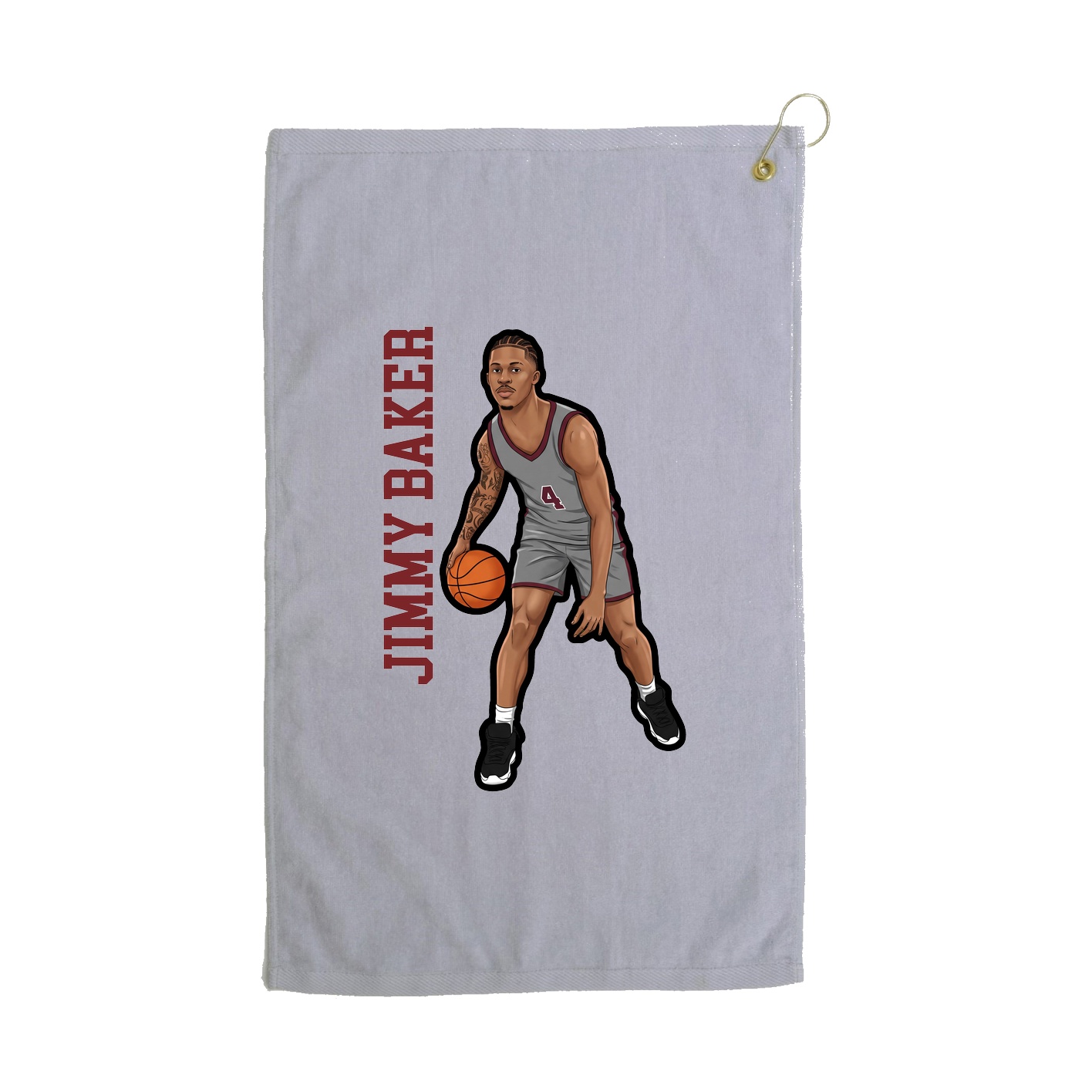 Golf Towel — Name Vertical in Grey