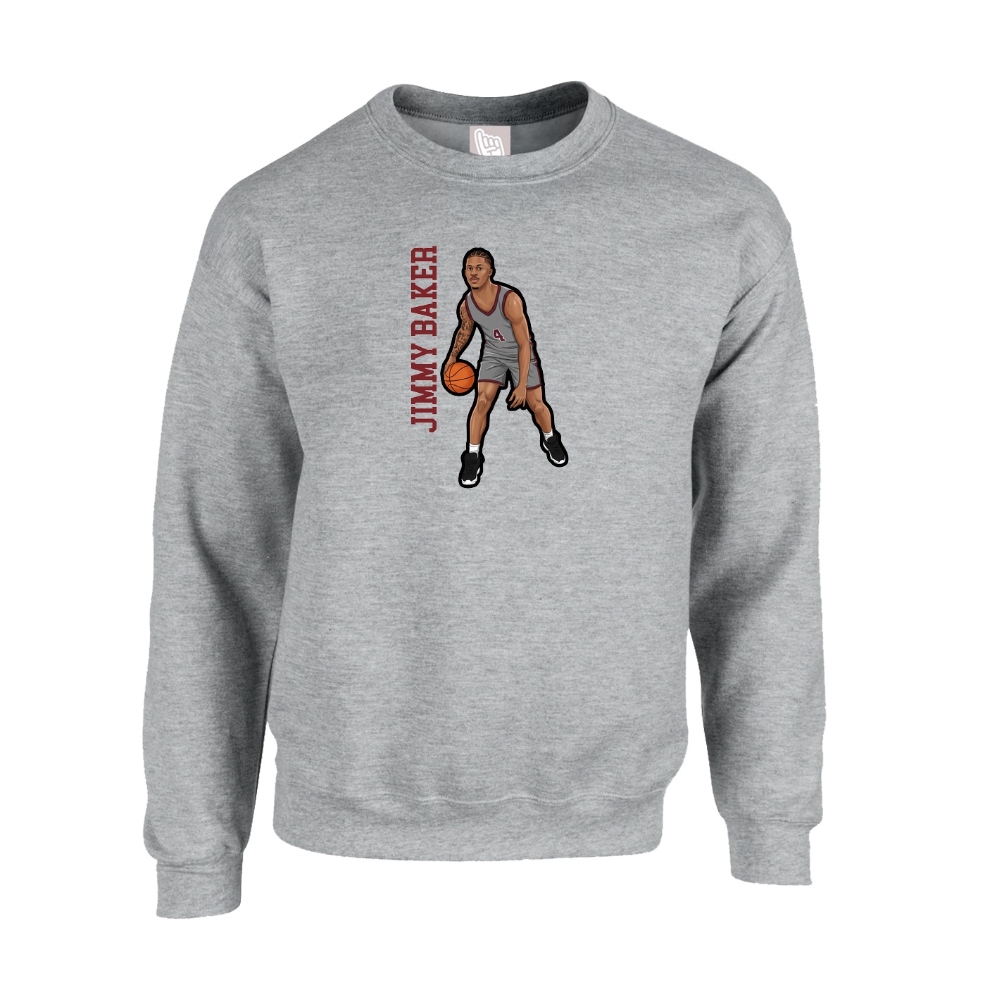 Fleece Crew — Name Vertical in Grey
