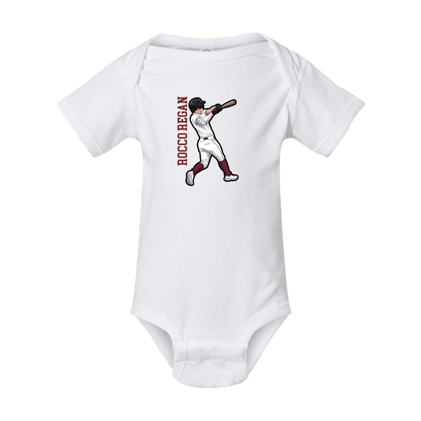 Baby Onesie — Name Vertical in White