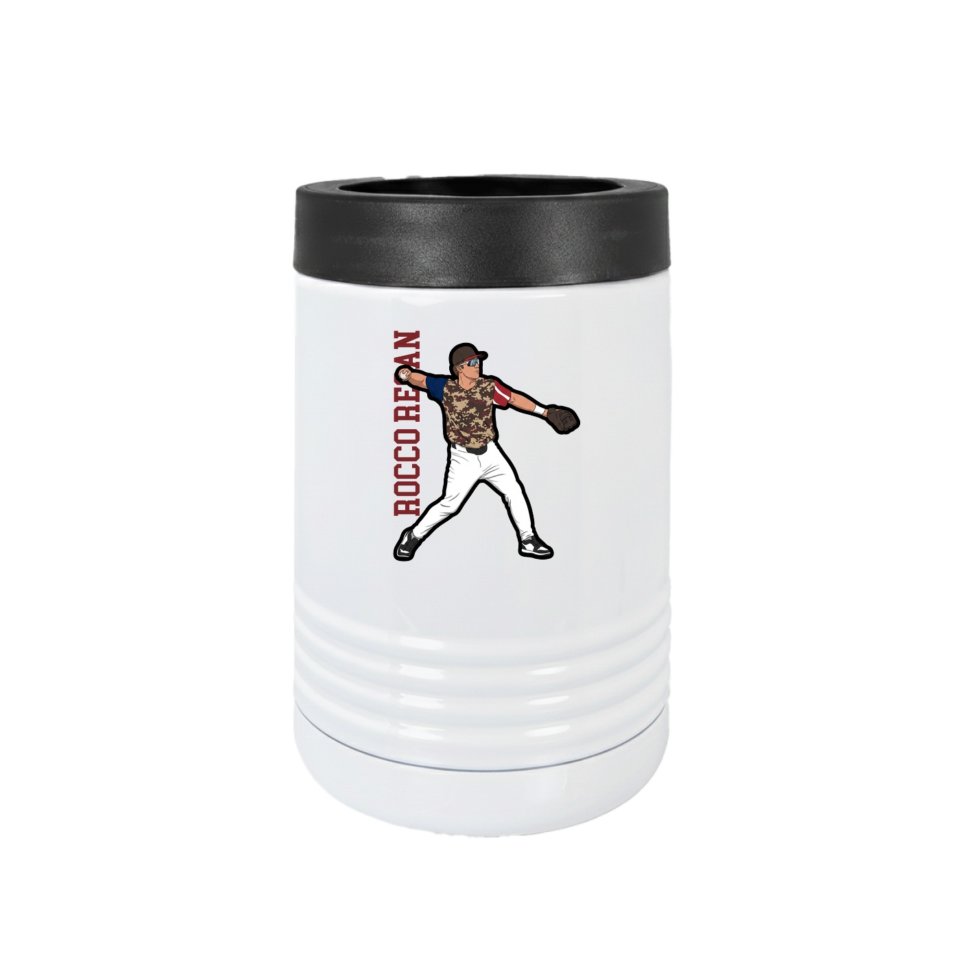 Beverage Holder — Name Vertical in White