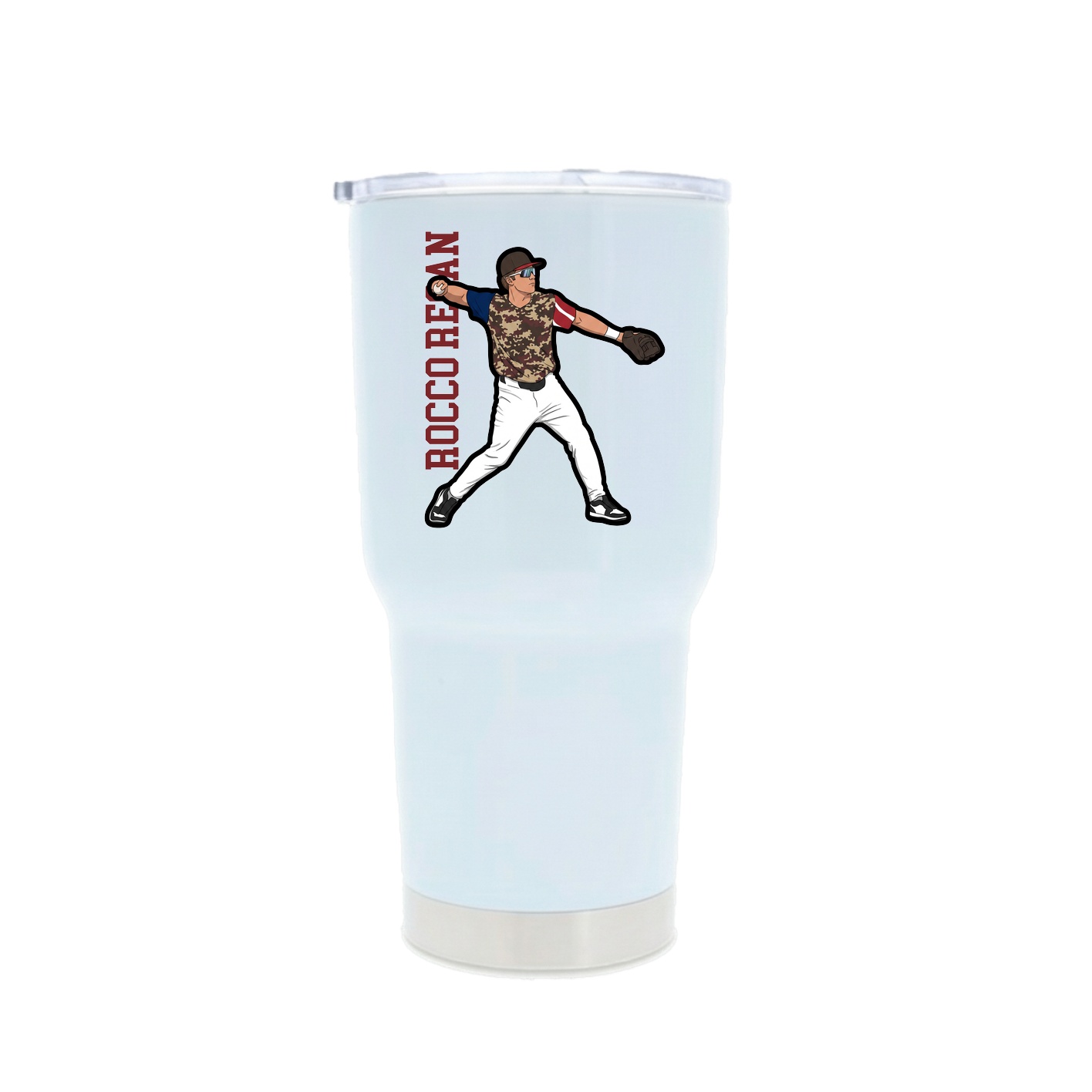 30oz Stainless Steel Tumbler — Name Vertical in White