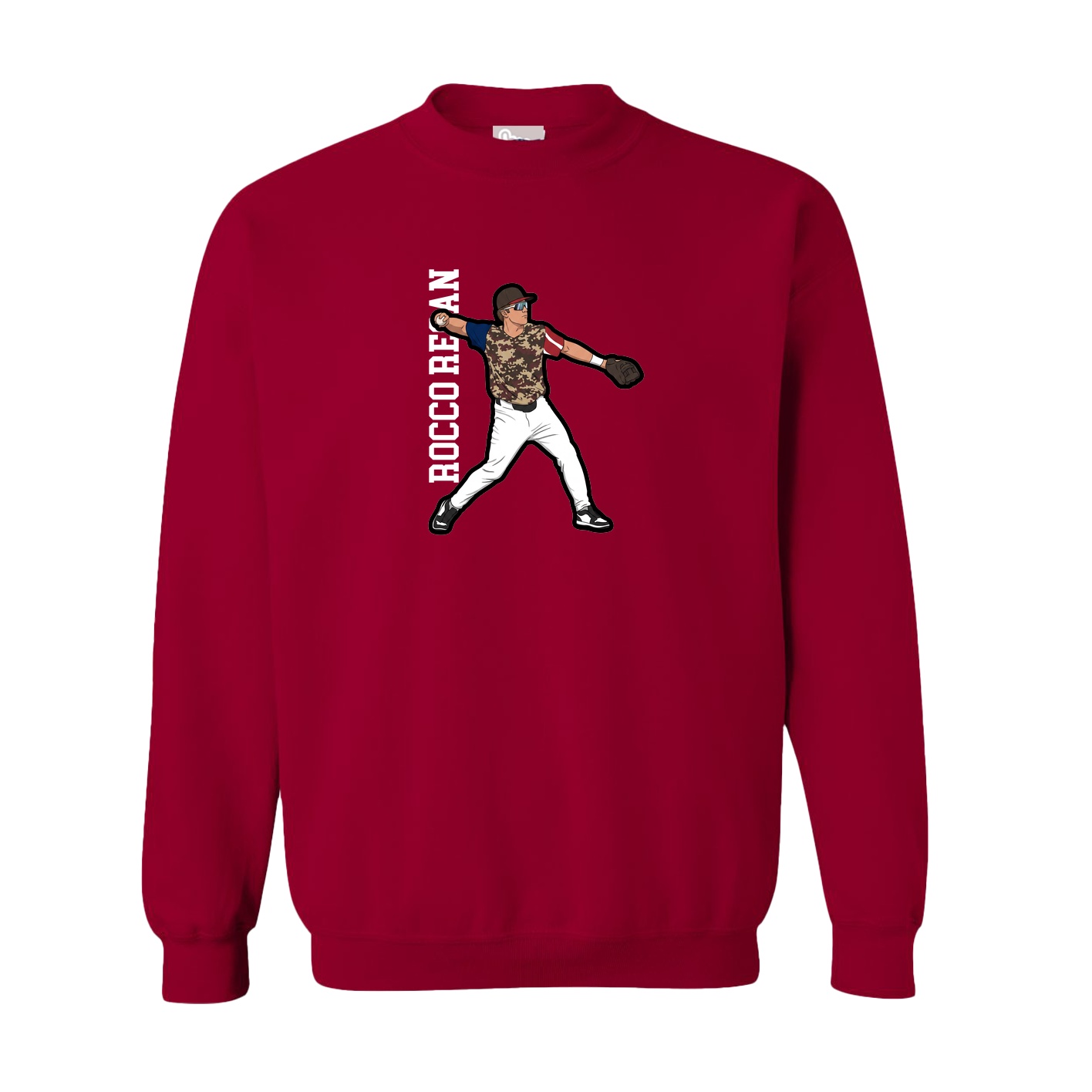 Fleece Crew — Name Vertical in Cardinal