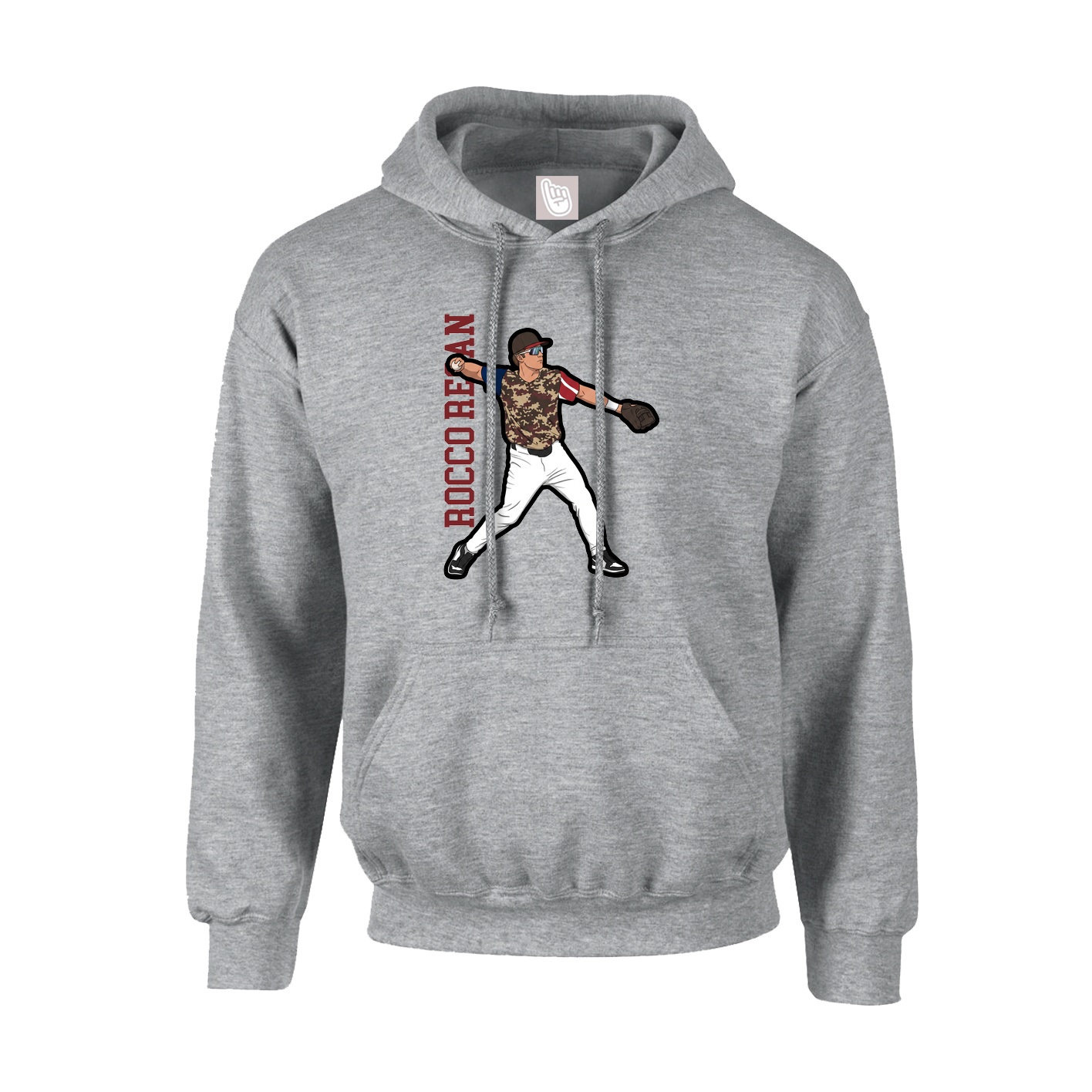 Youth Hoodie — Name Vertical in Grey