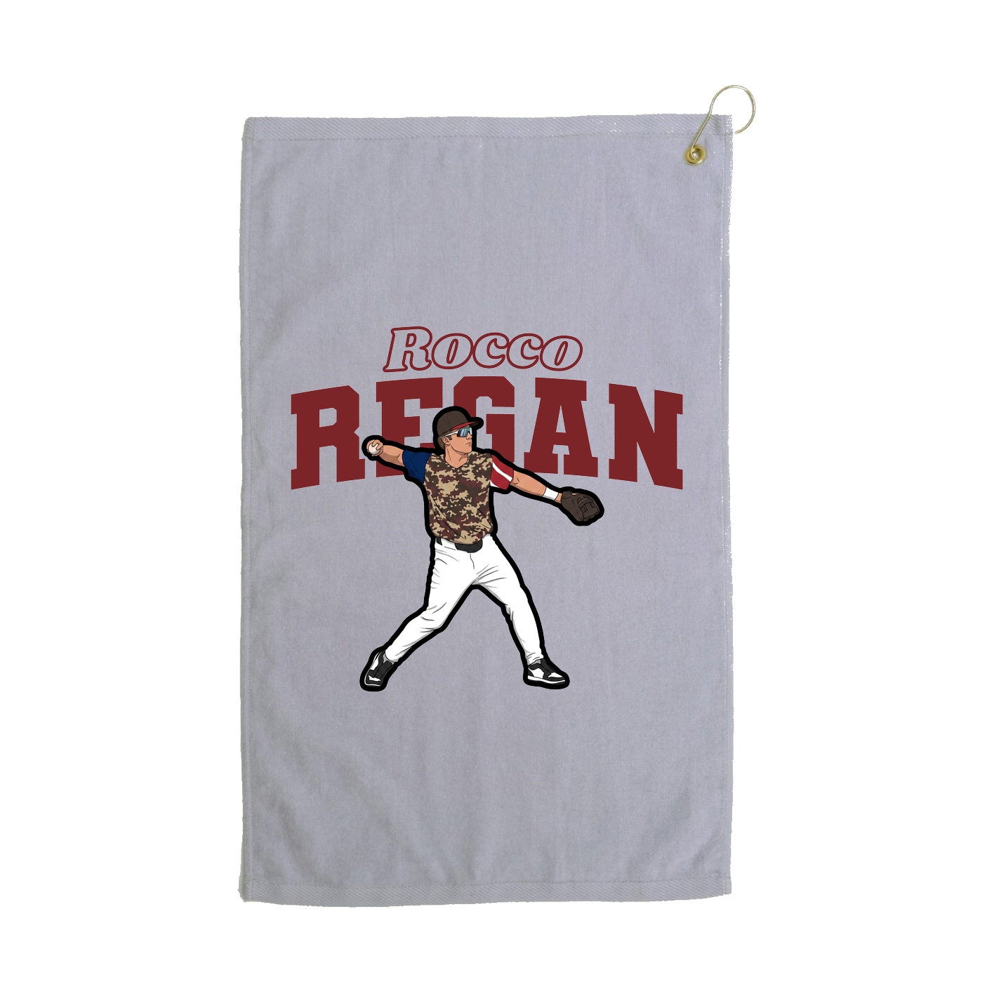Golf Towel — Name Arch in Grey