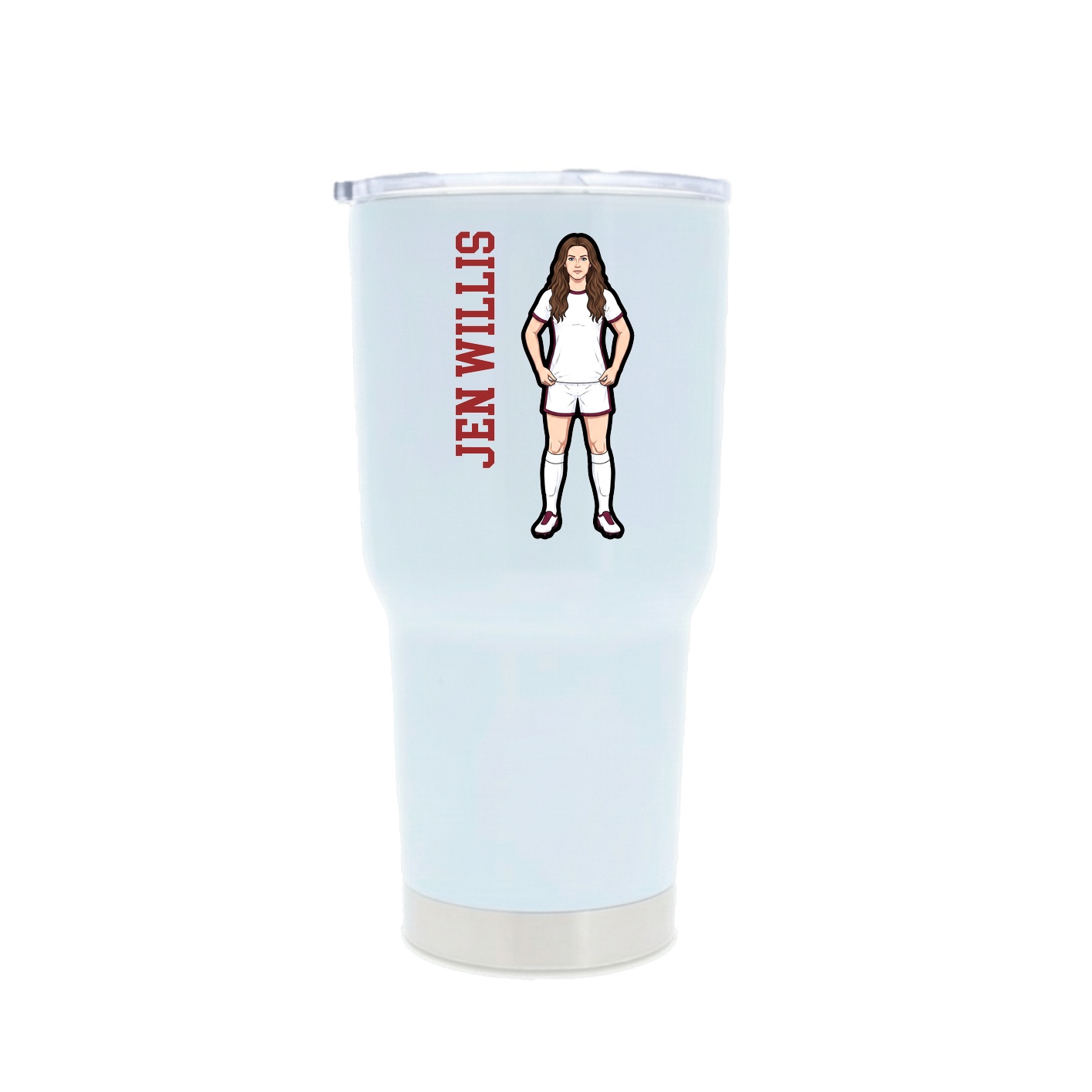 30oz Stainless Steel Tumbler — Name Vertical in White