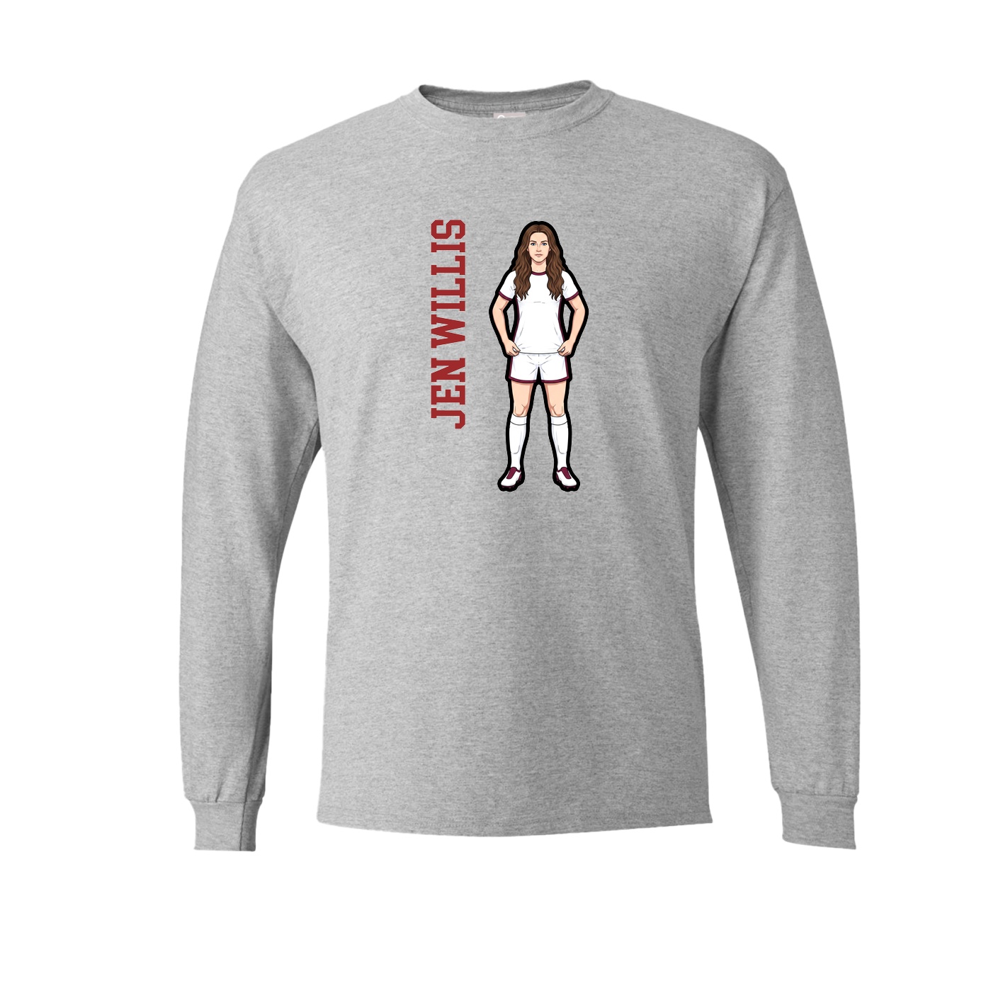Long Sleeve Tee — Name Vertical in Grey