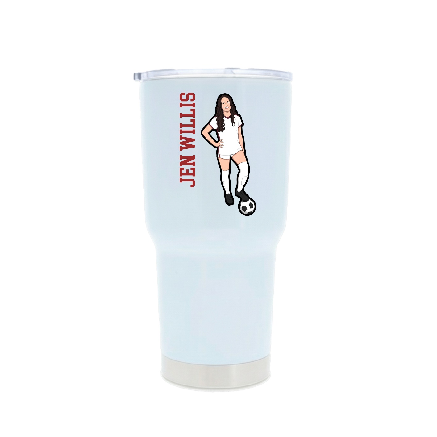 30oz Stainless Steel Tumbler — Name Vertical in White