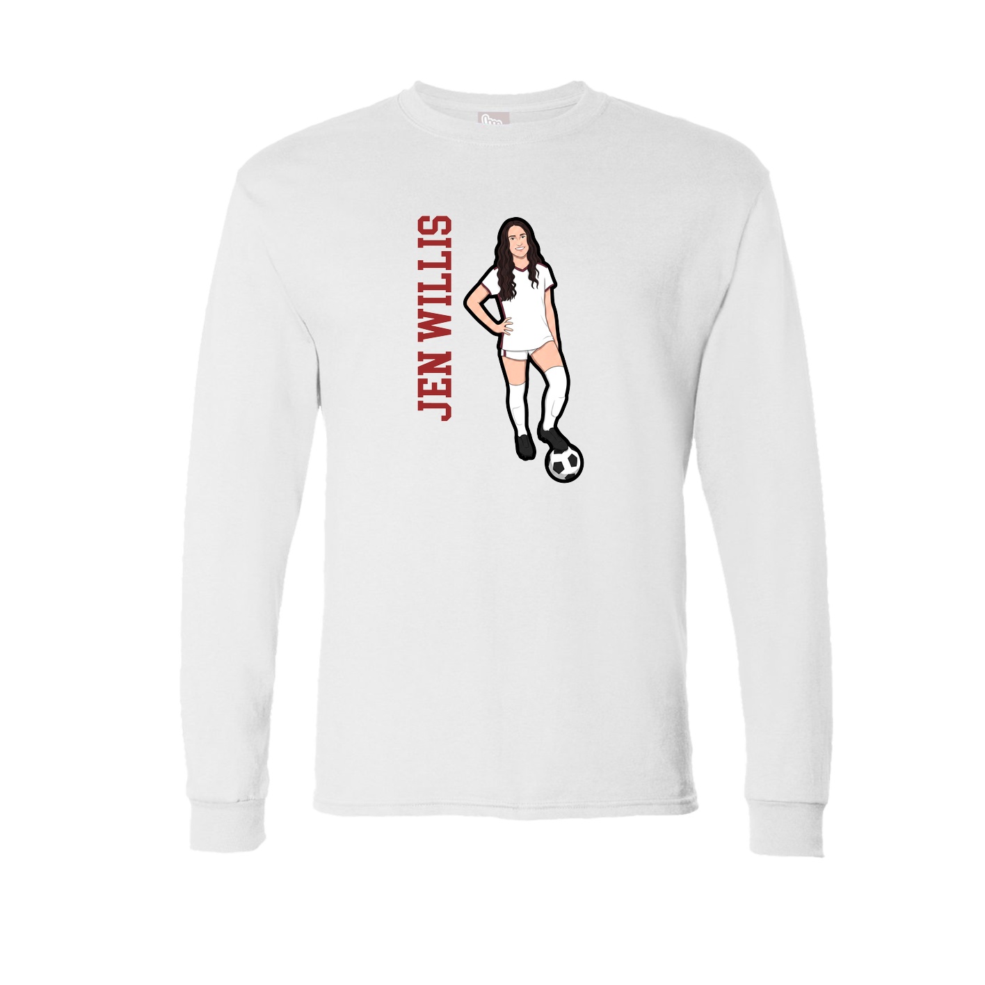 Long Sleeve Tee — Name Vertical in White