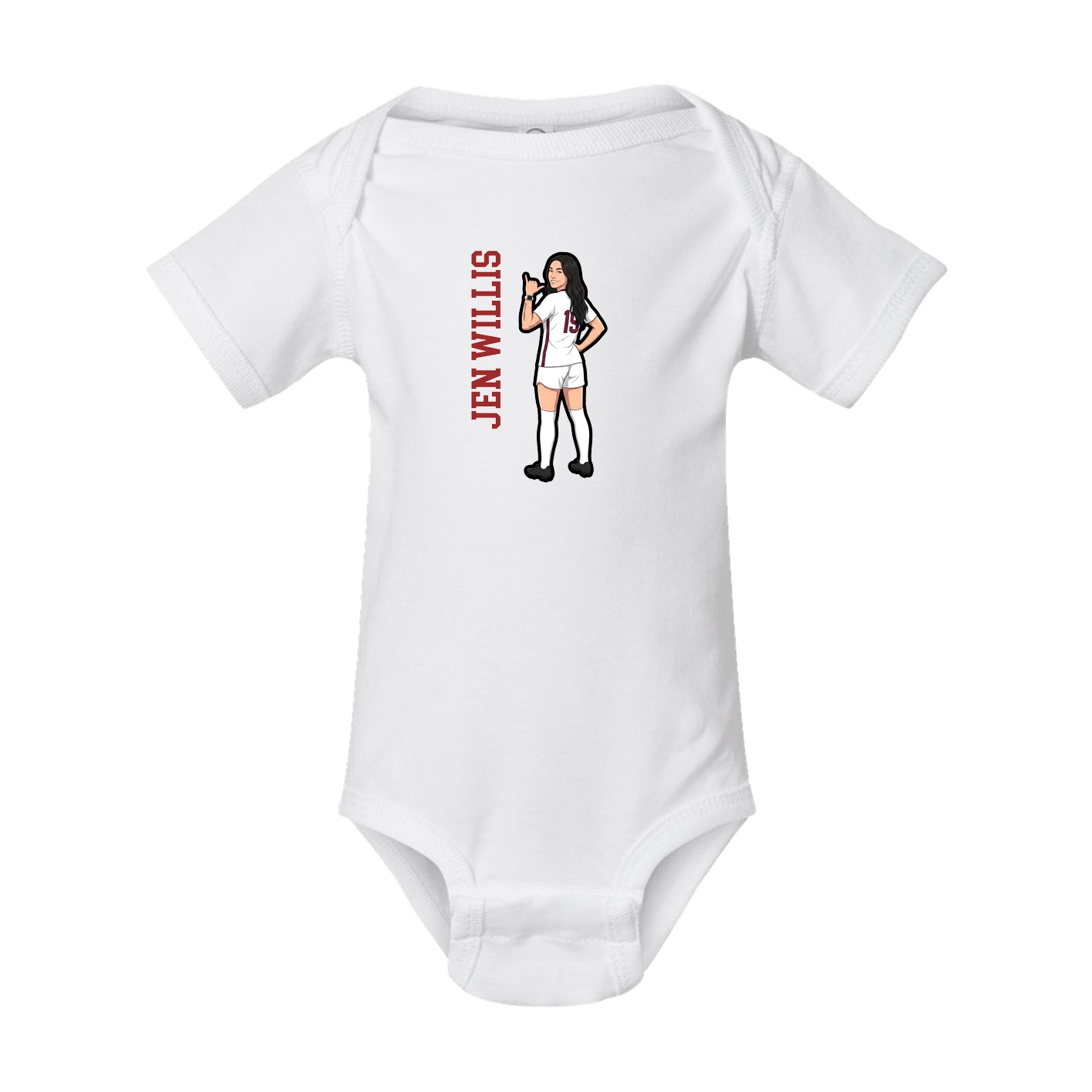 Baby Onesie — Name Vertical in White