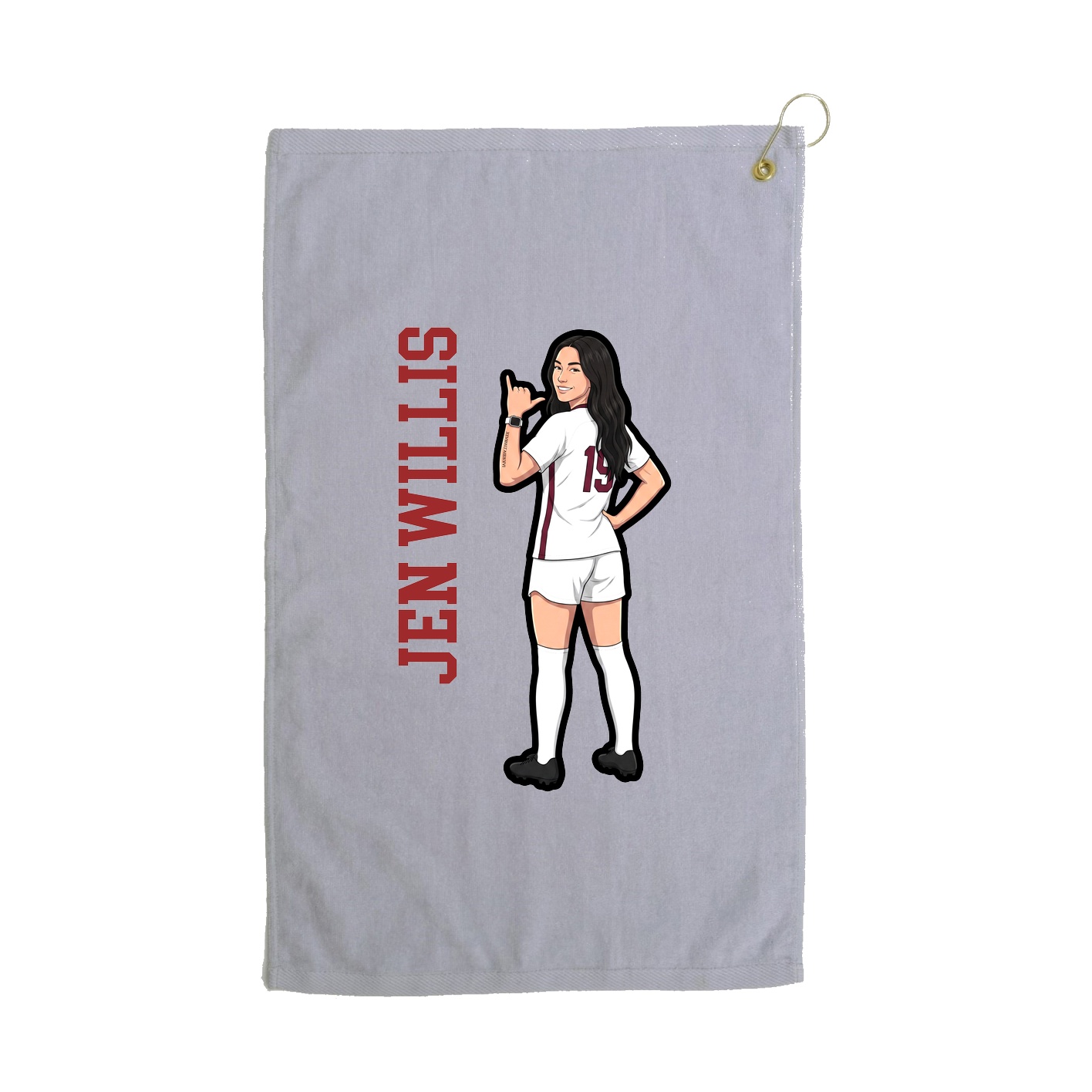 Golf Towel — Name Vertical in Grey