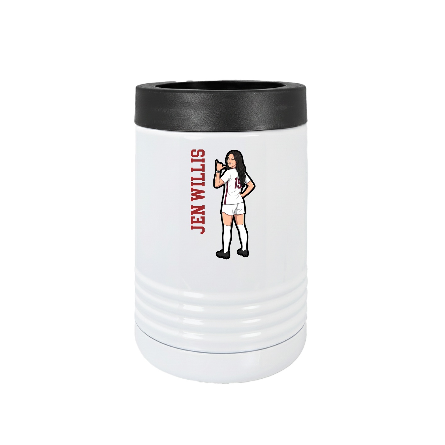 Beverage Holder — Name Vertical in White