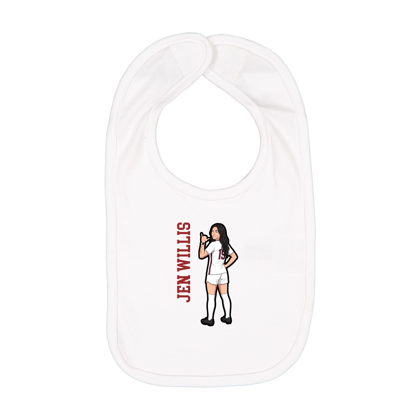 Infant Bib — Name Vertical in White