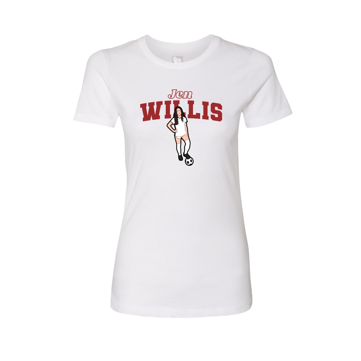 Fitted Women's Tee — Name Arch in White
