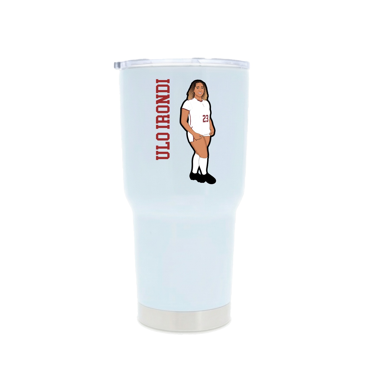 30oz Stainless Steel Tumbler — Name Vertical in White