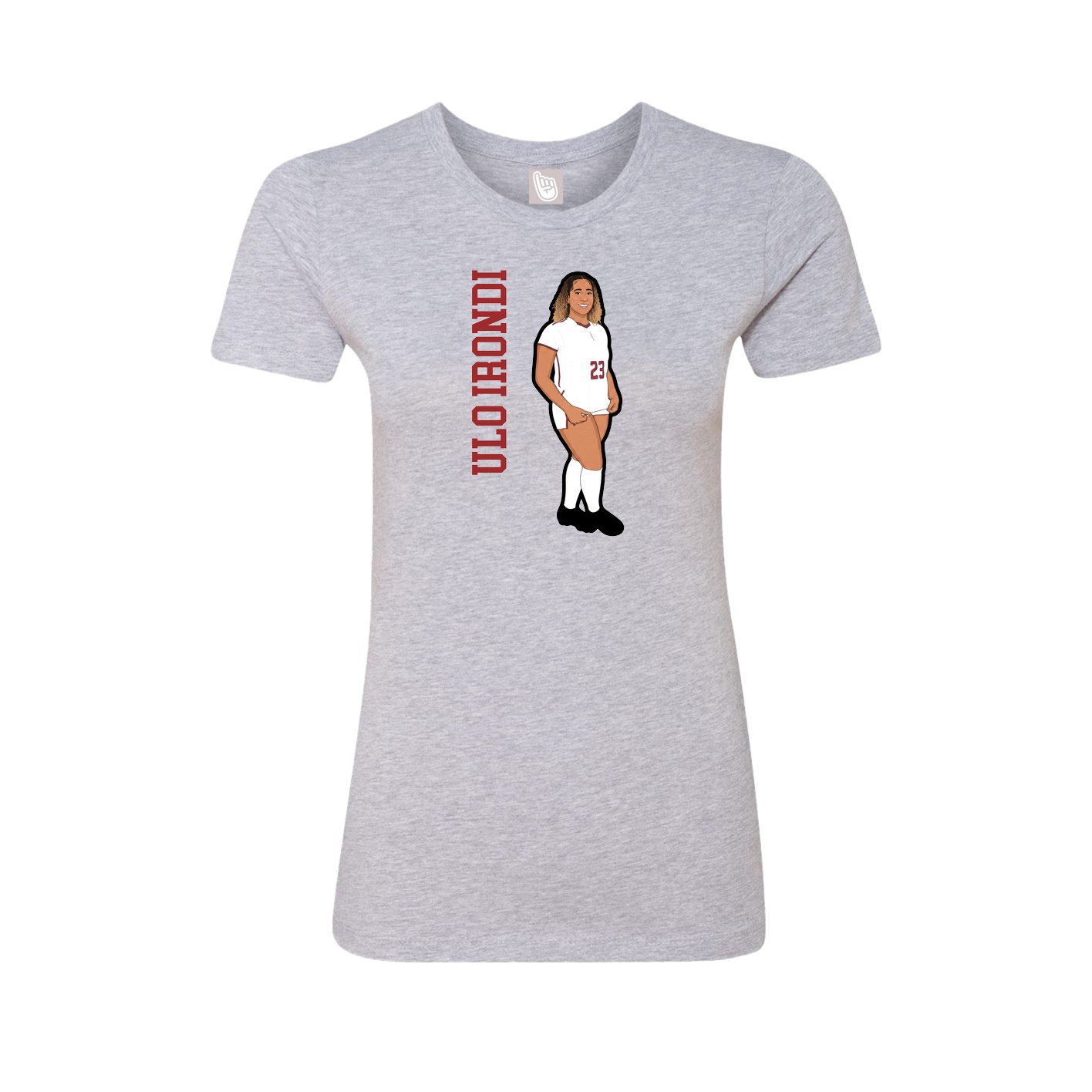 Fitted Women's Tee — Name Vertical in Grey