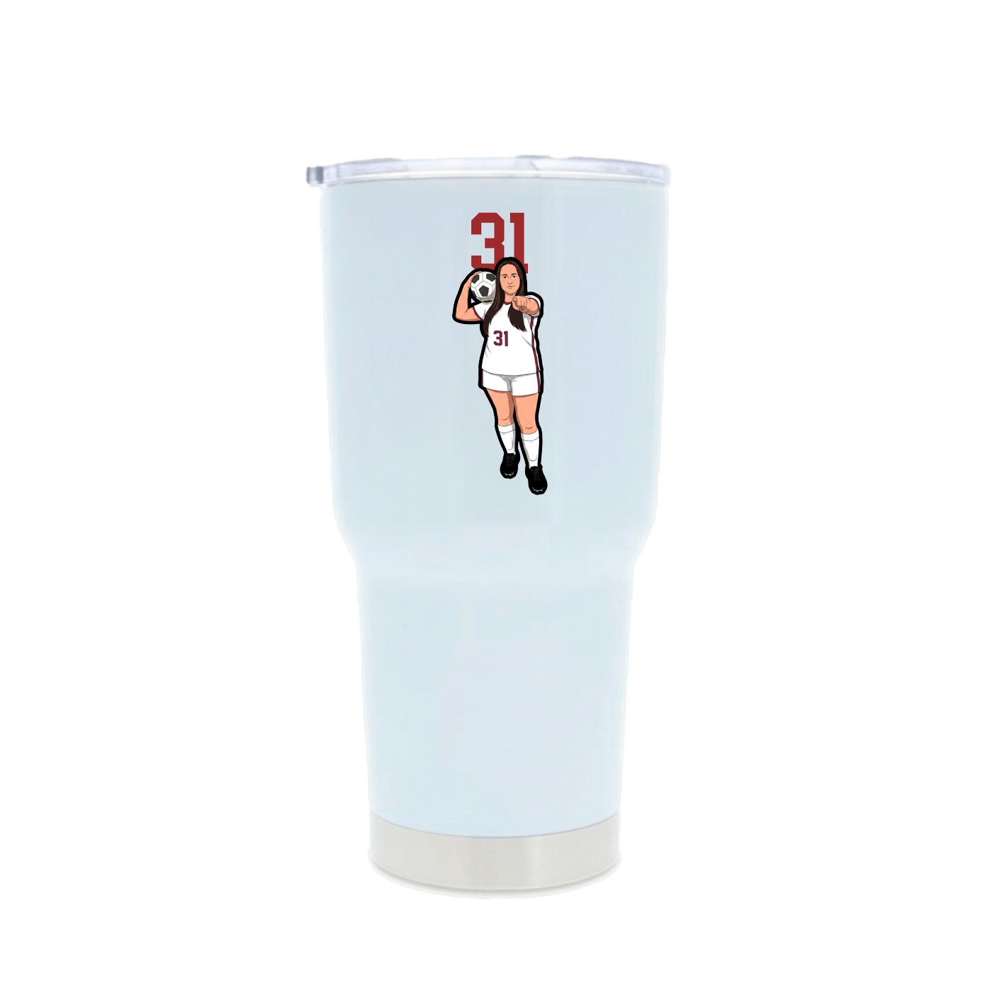 30oz Stainless Steel Tumbler — Number Top in White