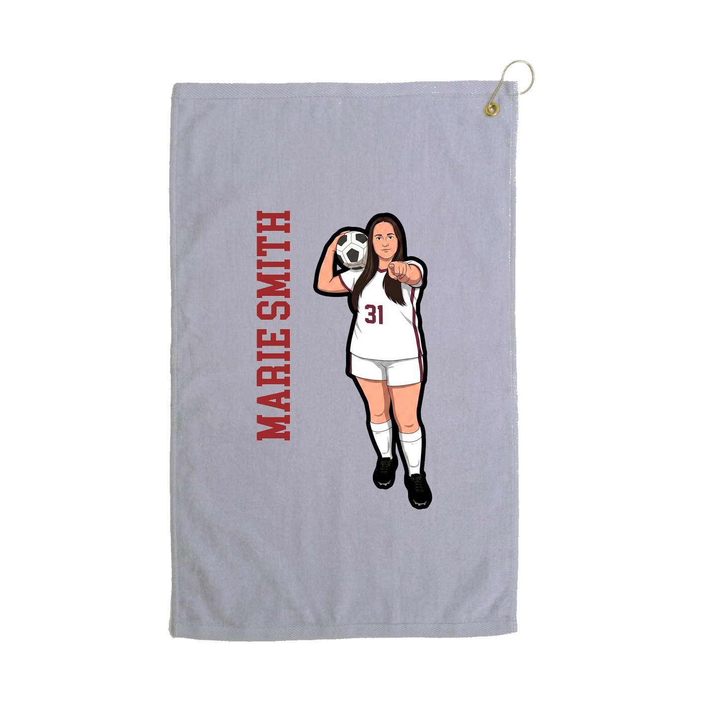 Golf Towel — Name Vertical in Grey