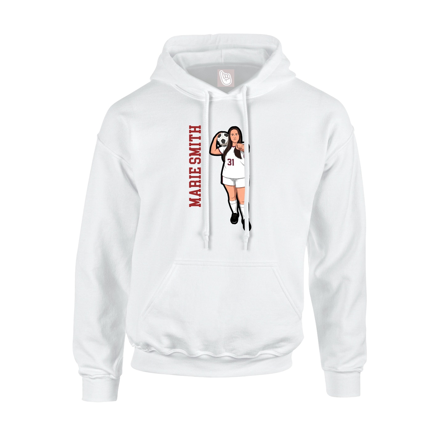 Youth Hoodie — Name Vertical in White