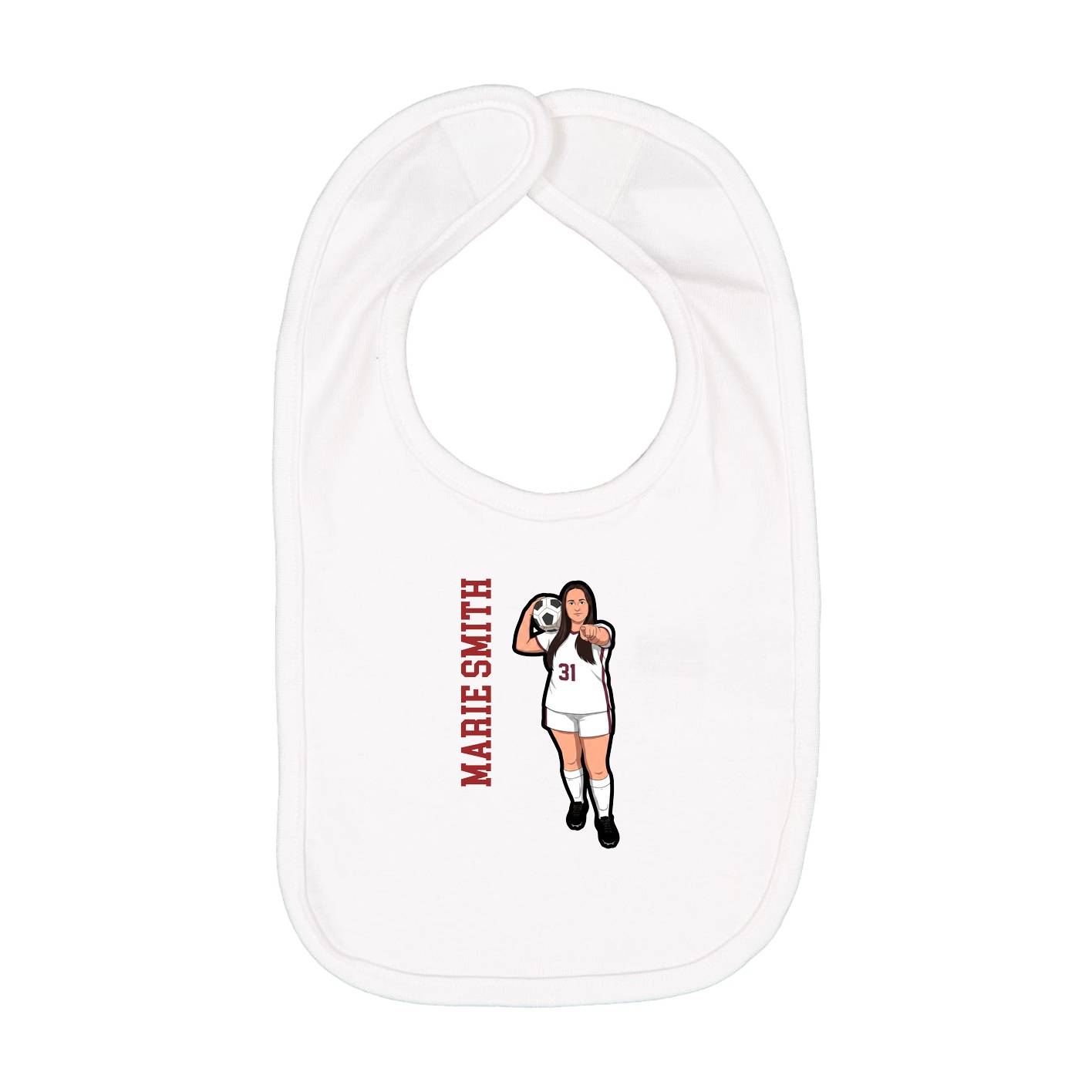 Infant Bib — Name Vertical in White
