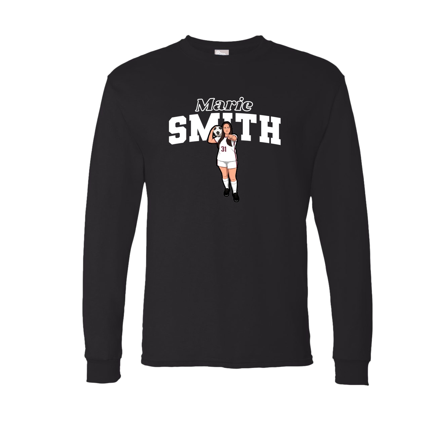 Long Sleeve Tee — Name Arch in Black