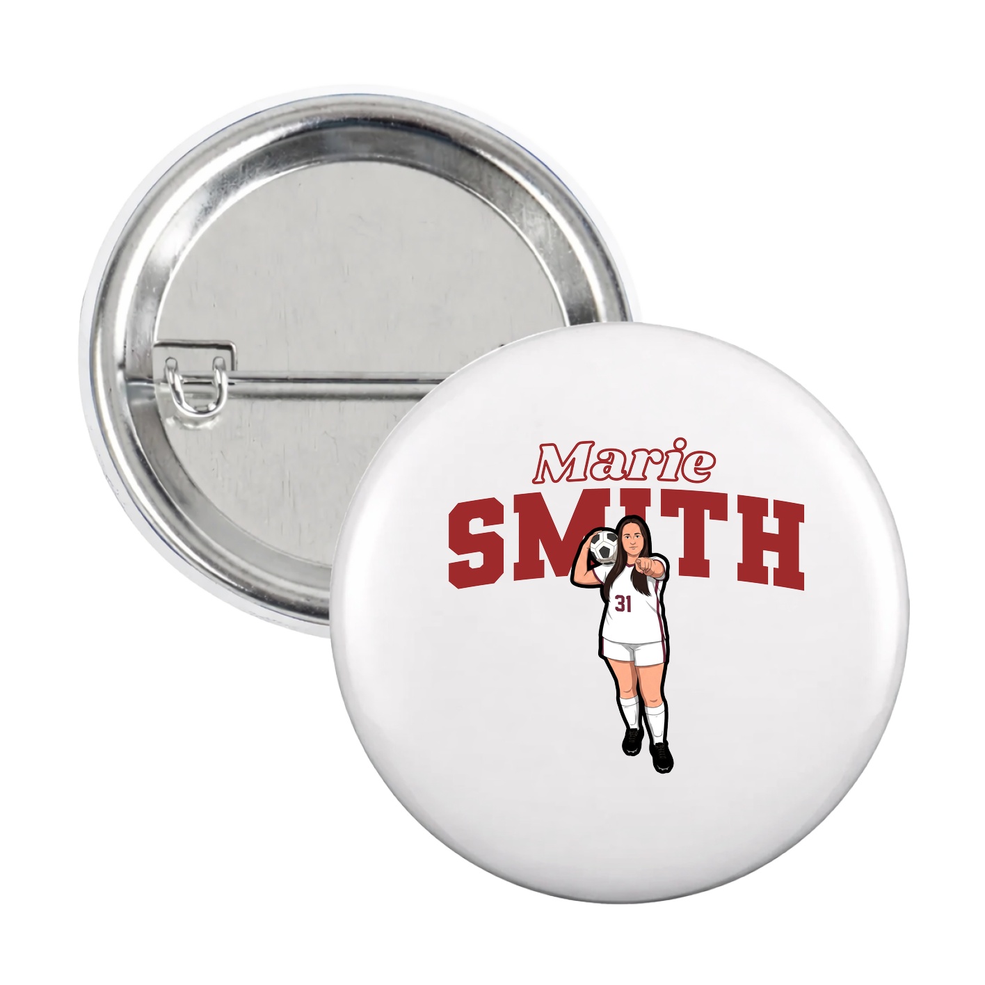 Game Day Button — Name Arch in White