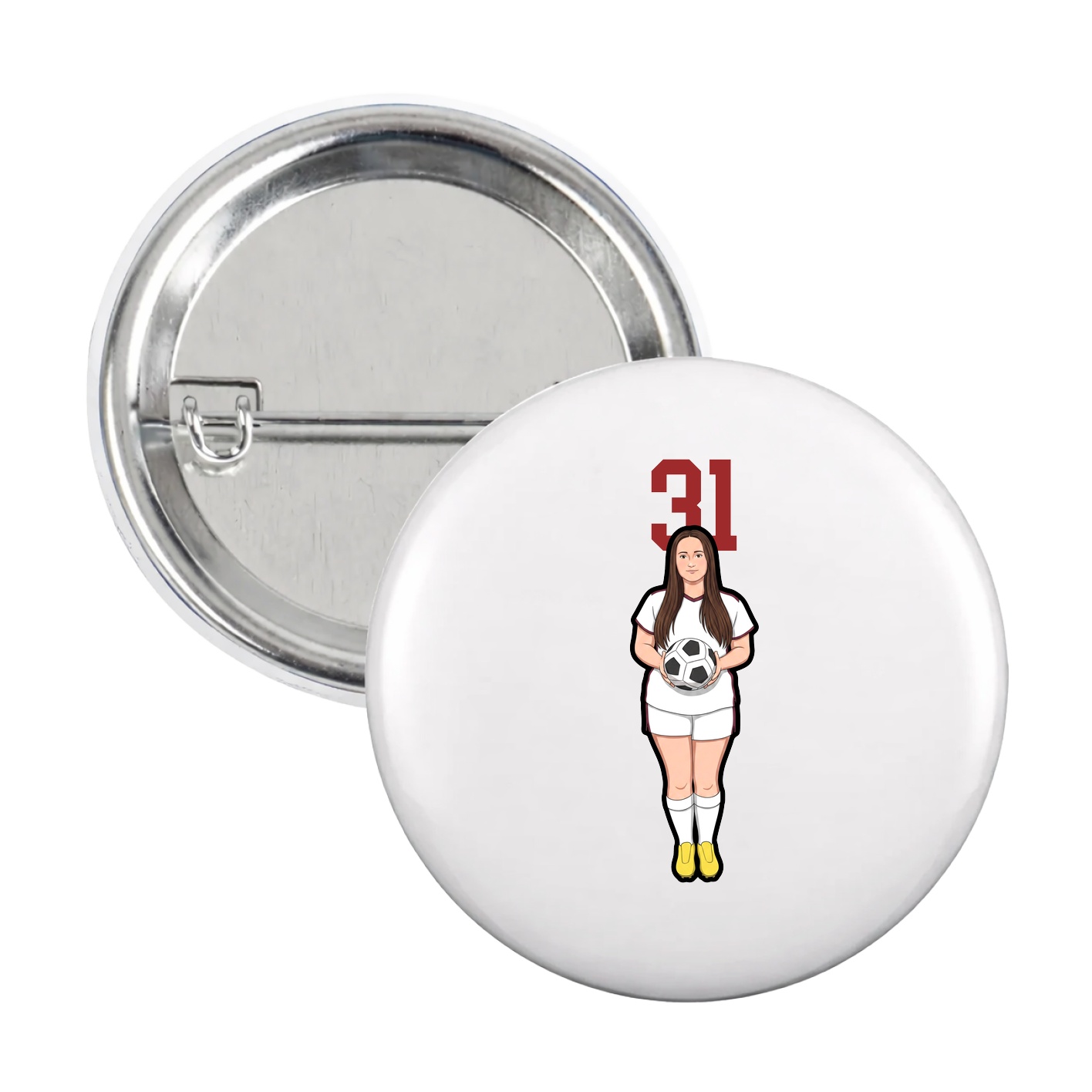 Game Day Button — Number Top in White