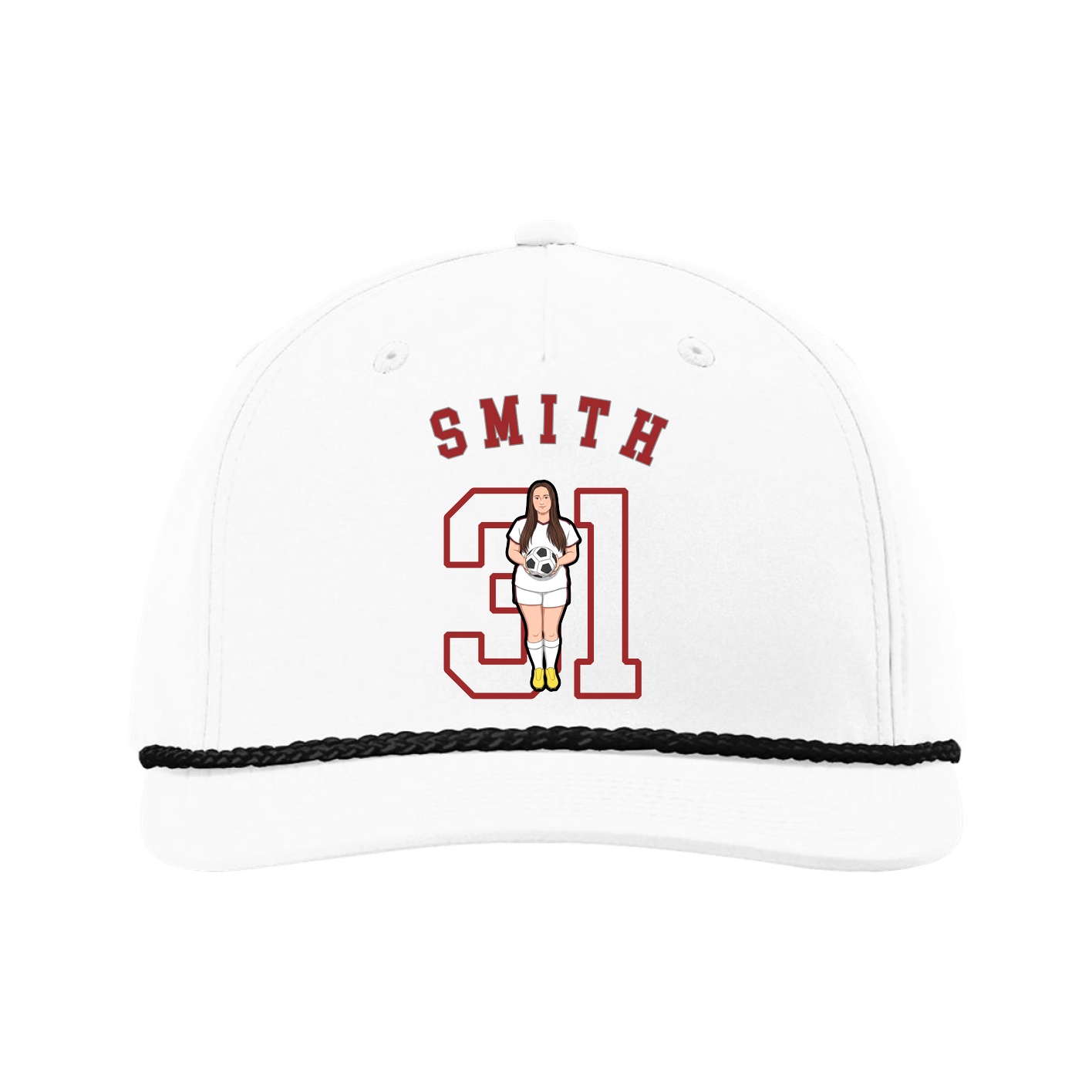 Five-Panel Classic Rope Cap — Shirsey Arch in White