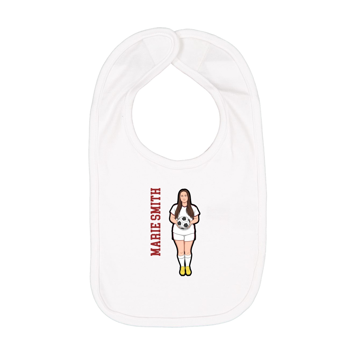 Infant Bib — Name Vertical in White