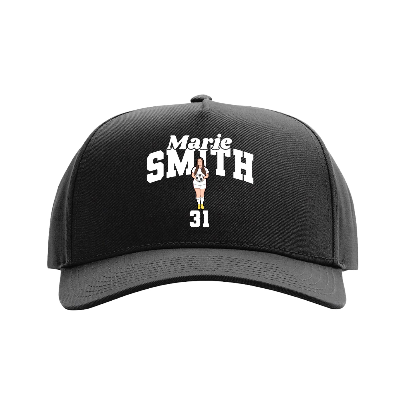 Full Fabric Five-Panel Champ Cap — Signature Arch in Black