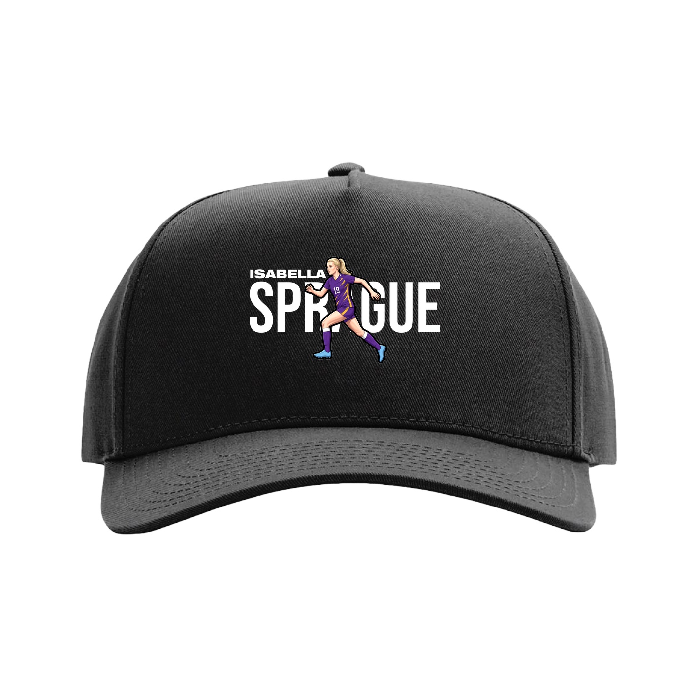 Full Fabric Five-Panel Champ Cap — Player Name in Black