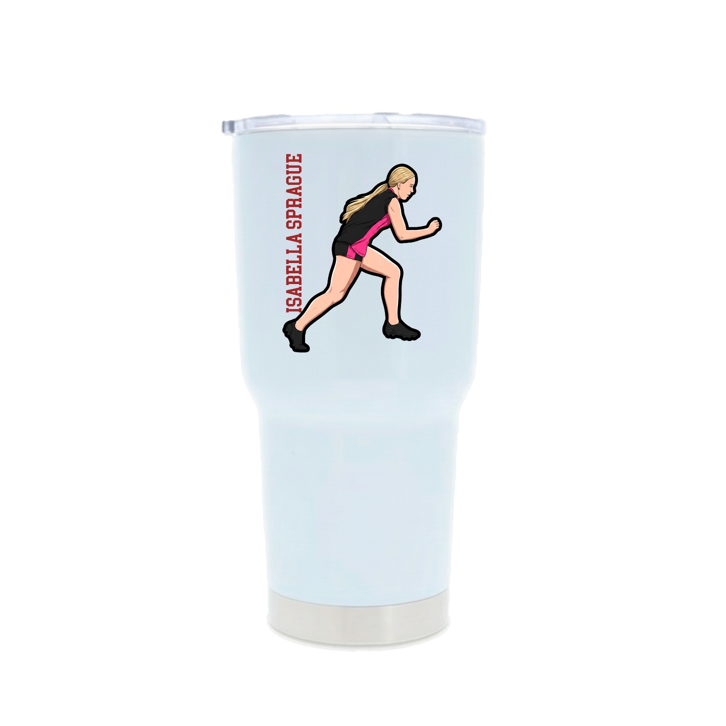 30oz Stainless Steel Tumbler — Name Vertical in White