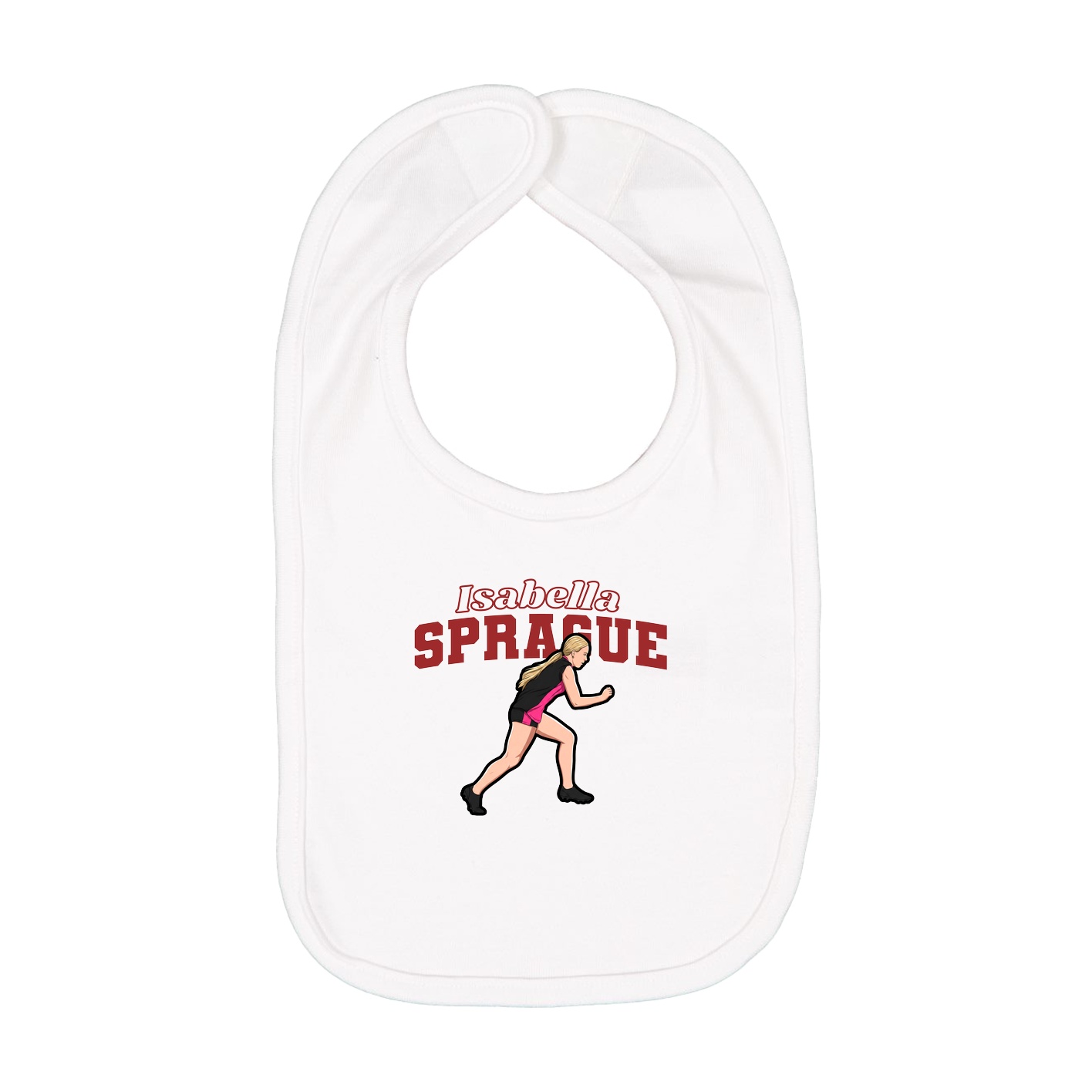 Infant Bib — Name Arch in White