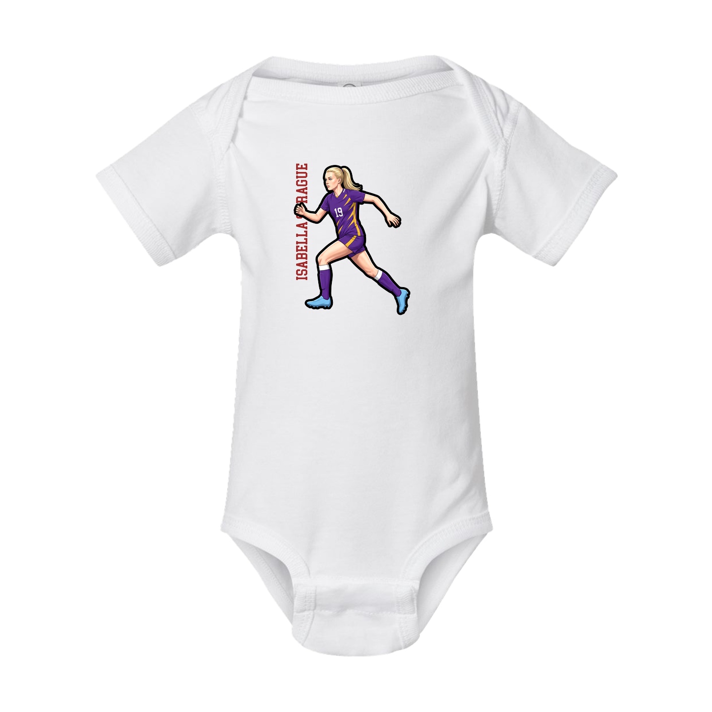 Baby Onesie — Name Vertical in White