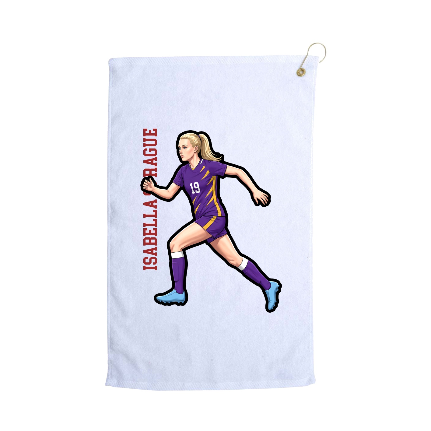 Golf Towel — Name Vertical in White