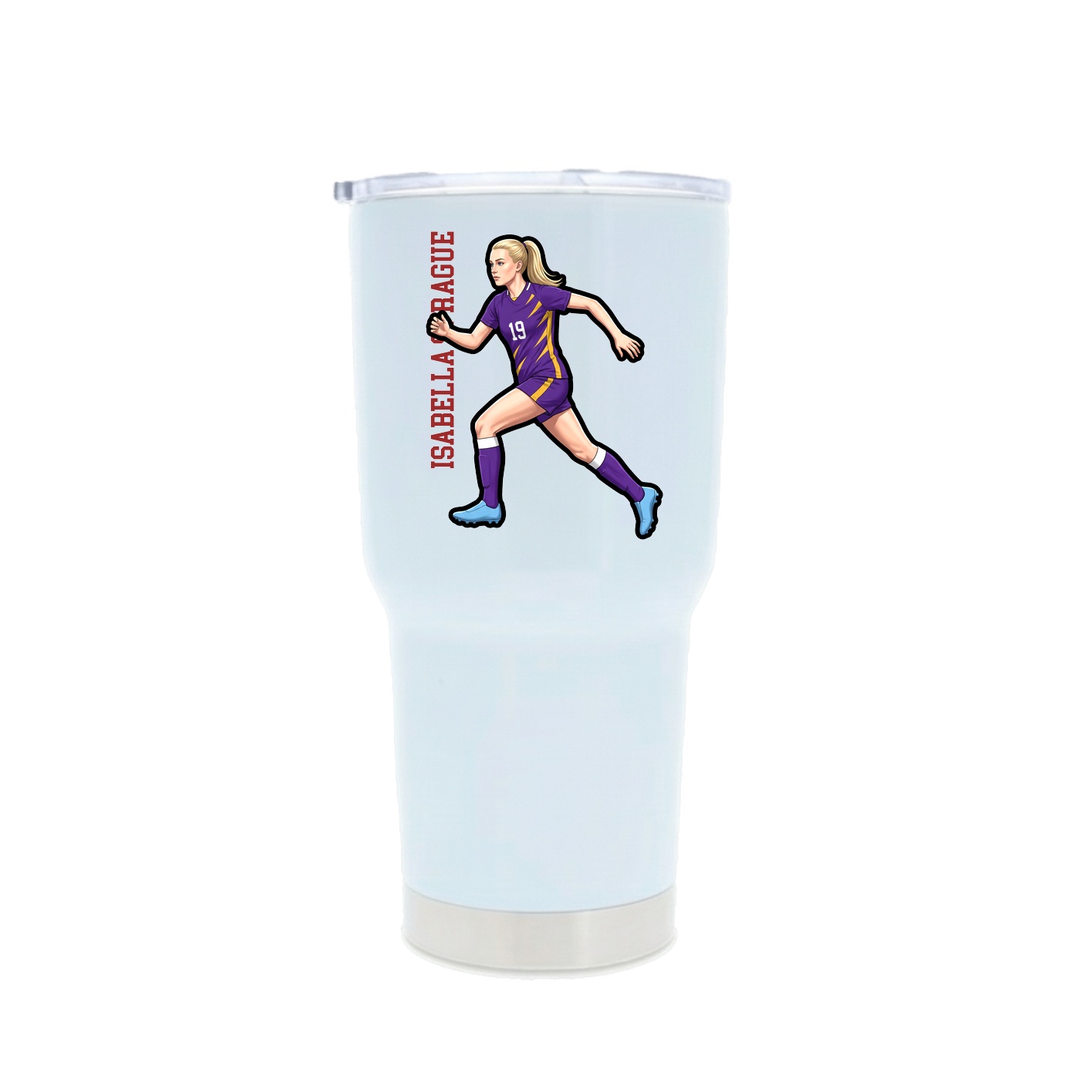 30oz Stainless Steel Tumbler — Name Vertical in White