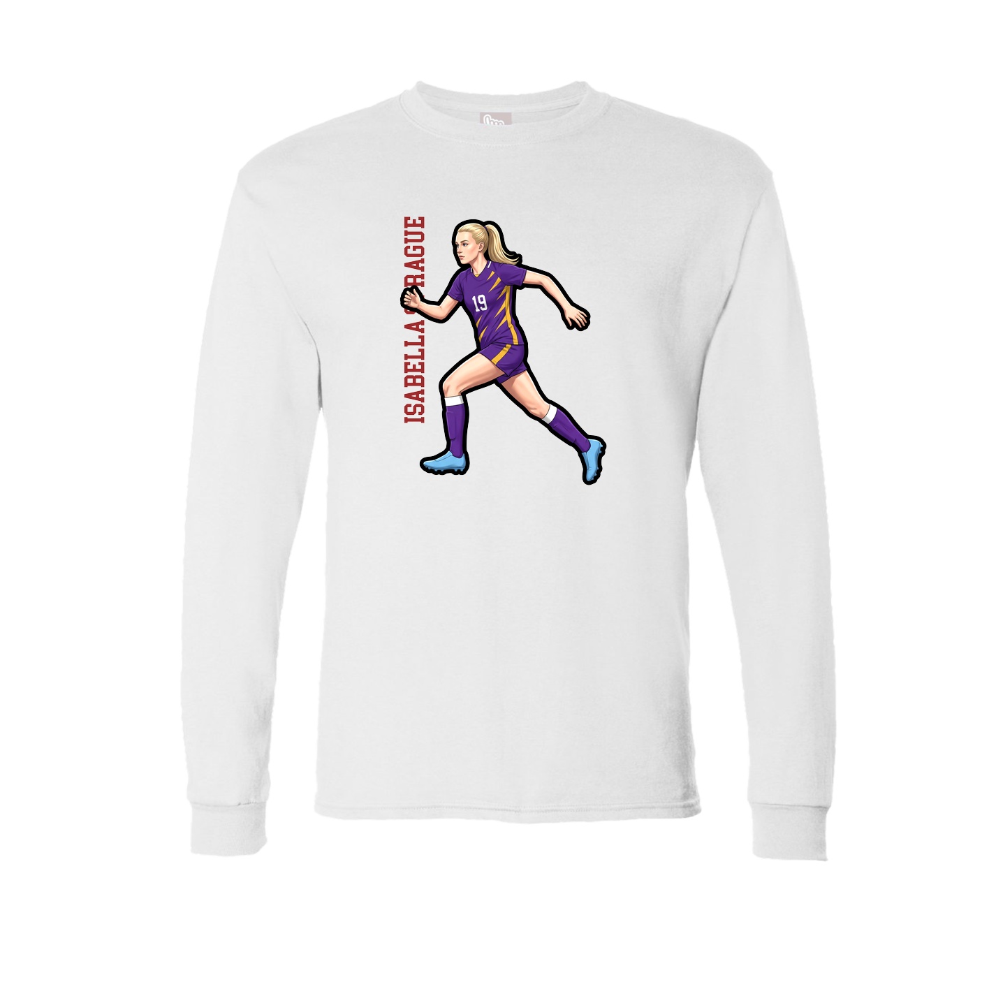 Long Sleeve Tee — Name Vertical in White