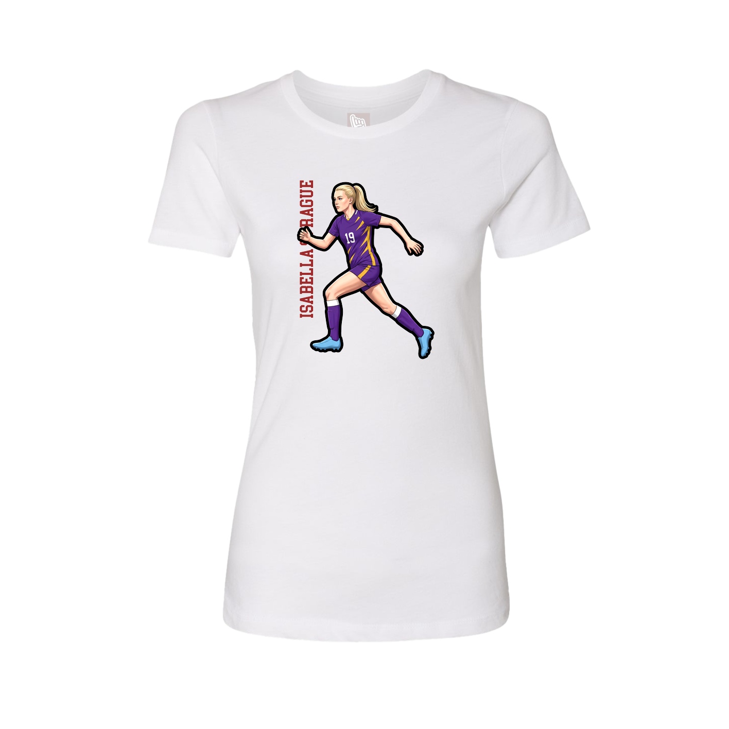 Fitted Women's Tee — Name Vertical in White