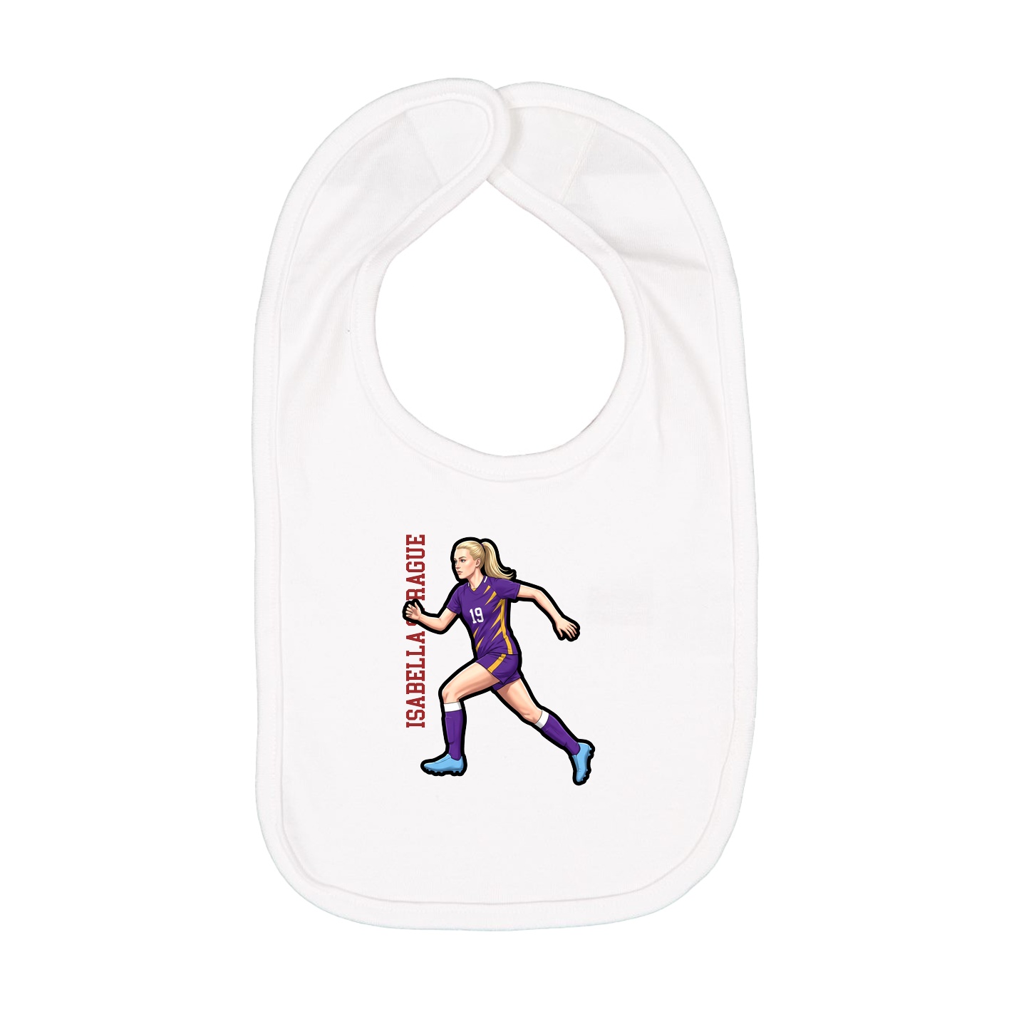 Infant Bib — Name Vertical in White