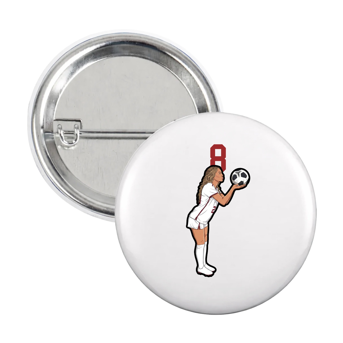 Game Day Button — Number Top in White