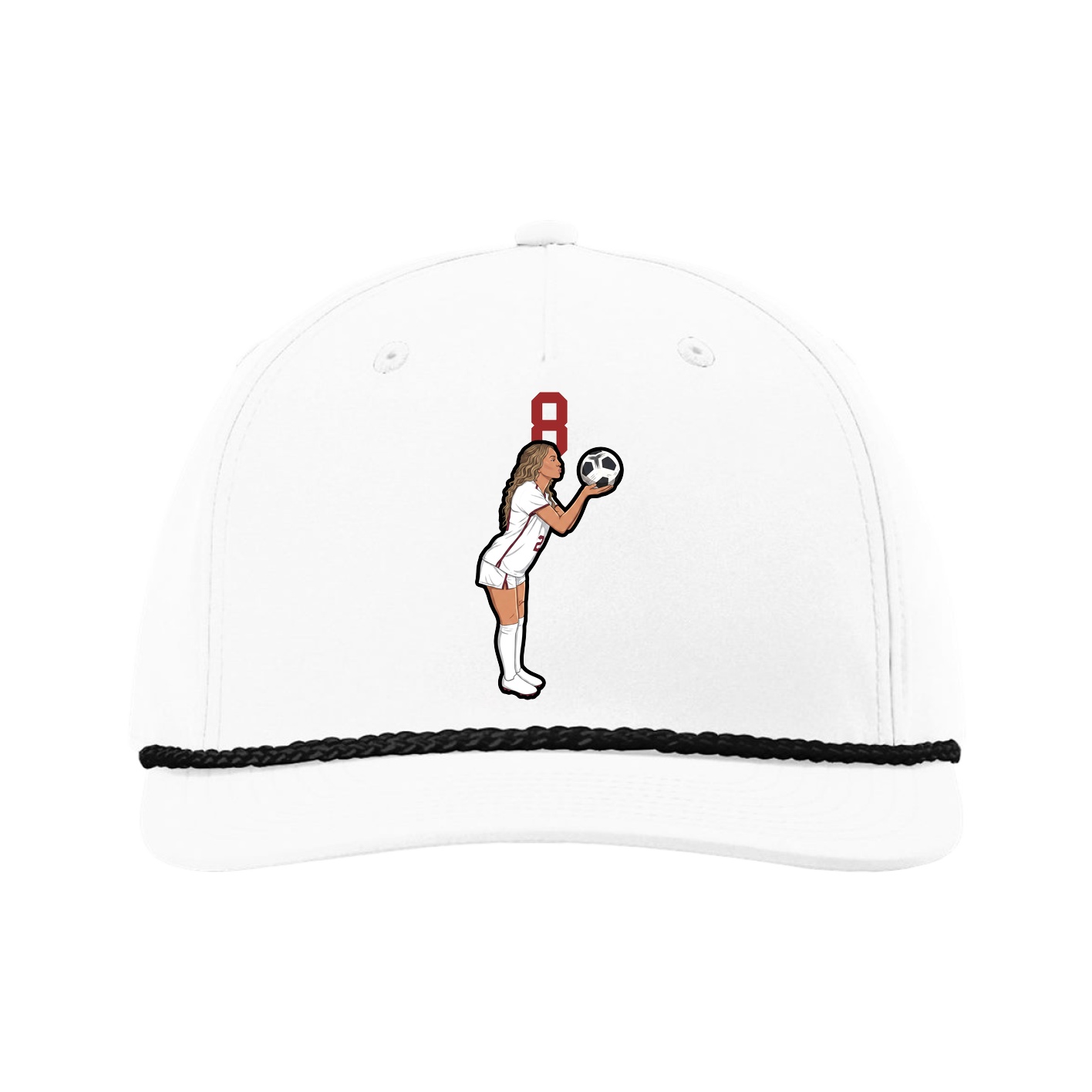 Five-Panel Classic Rope Cap — Number Top in White