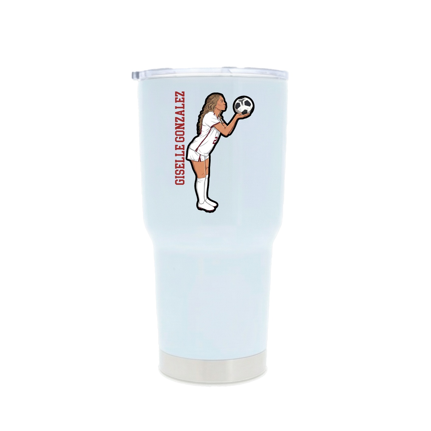 30oz Stainless Steel Tumbler — Name Vertical in White