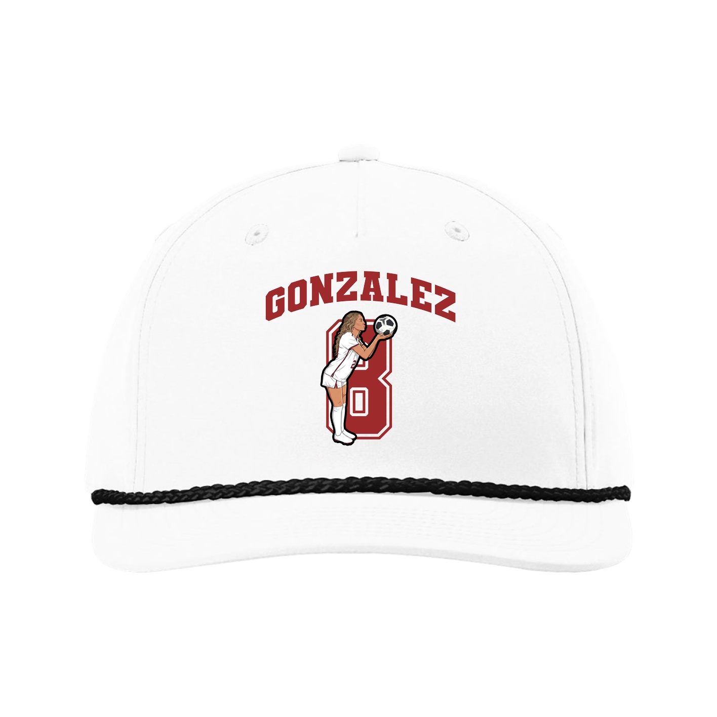 Five-Panel Classic Rope Cap — Number in White