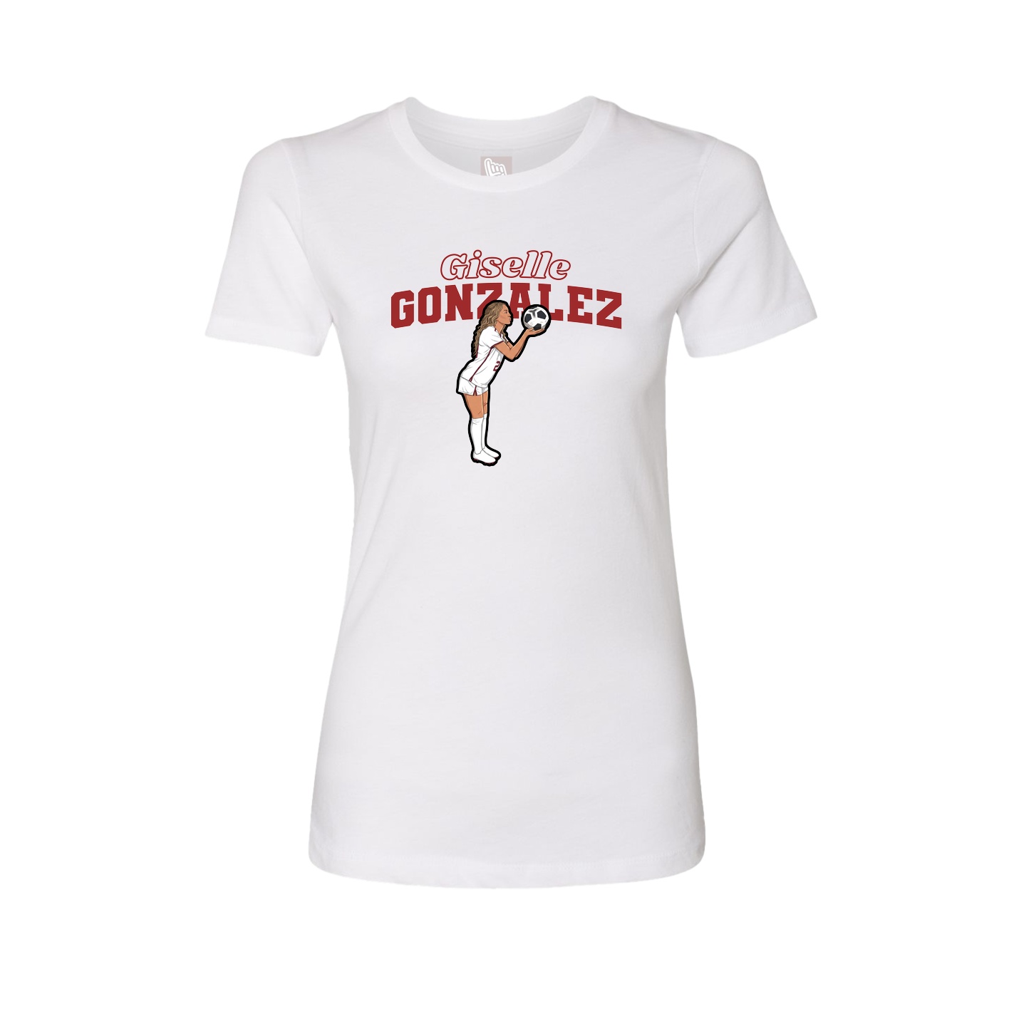 Fitted Women's Tee — Name Arch in White