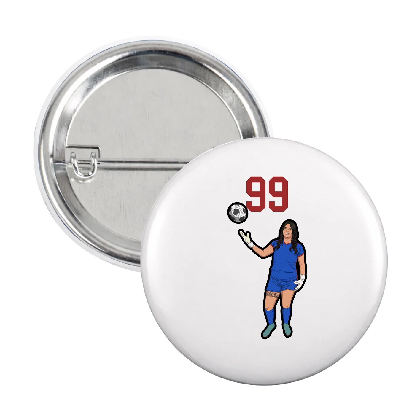 Game Day Button — Number Top in White