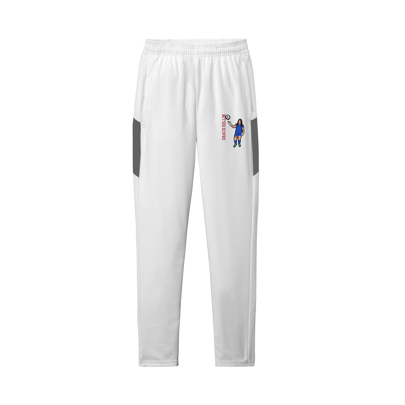 Team Travel Pant — Name Vertical in White/Grey