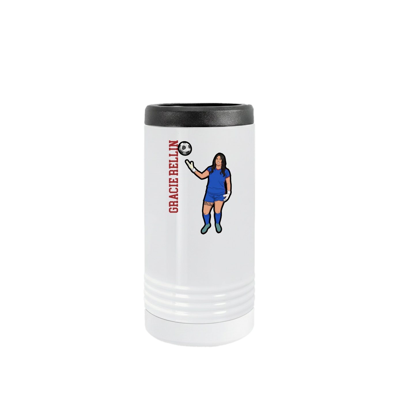 Slim Beverage Holder — Name Vertical in White